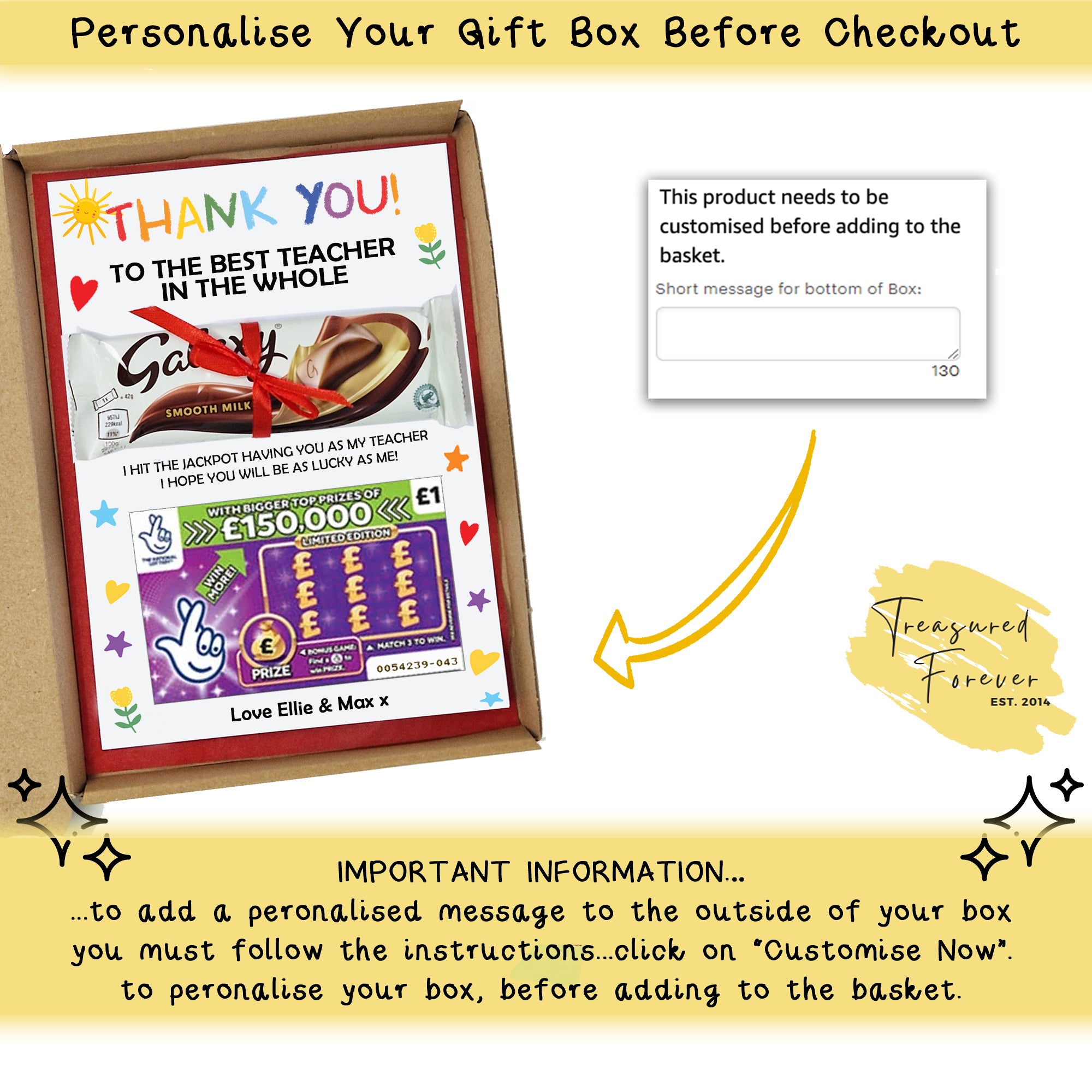 Teacher Thank you Gift, Nursery Key Worker, Teaching Assistant | Personalised Chocolate Present