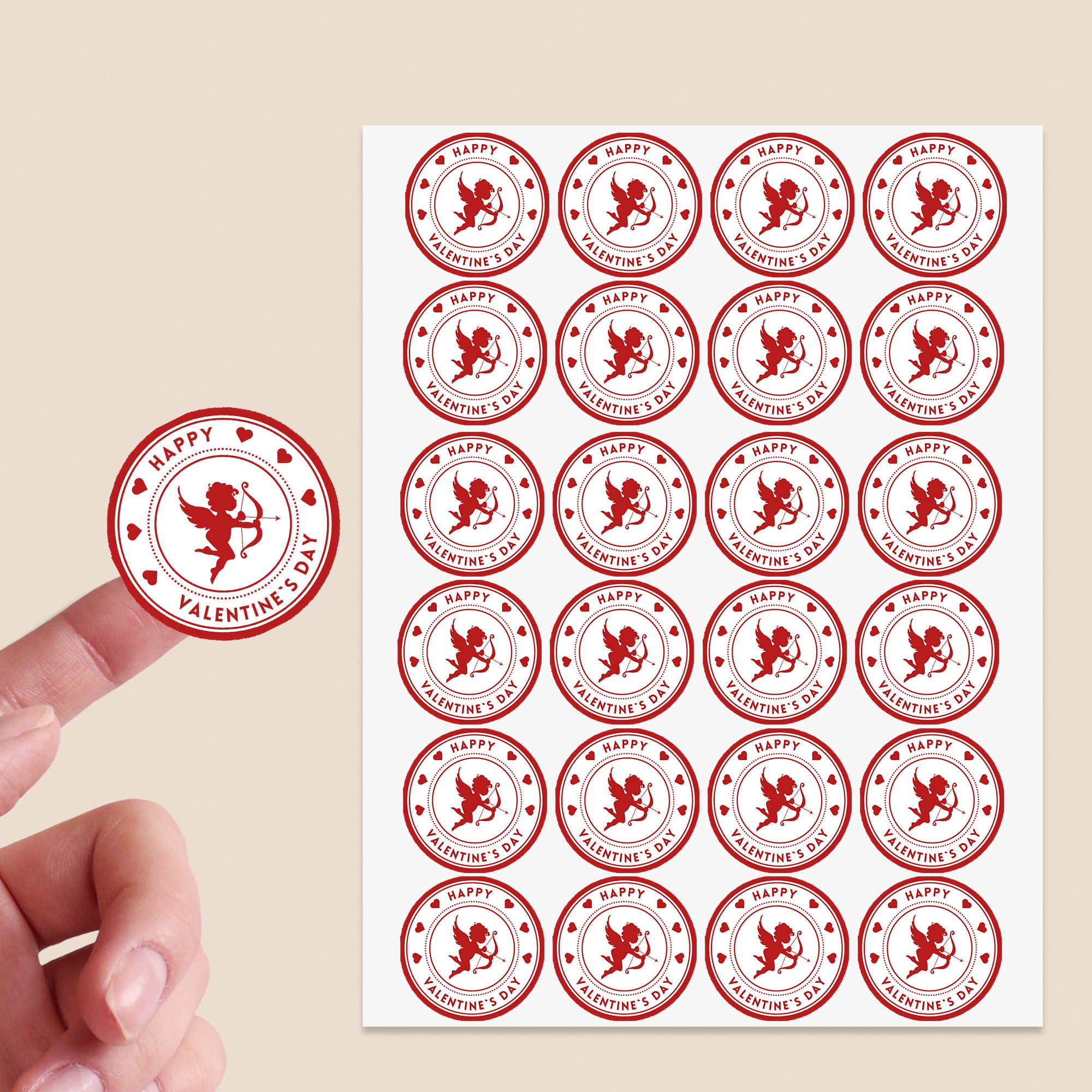 Happy Valentines Cupid Stickers - Wax Melts, Business Red, White Sticker Sweet Sweet Cone Bags - 24 or 35 - various options