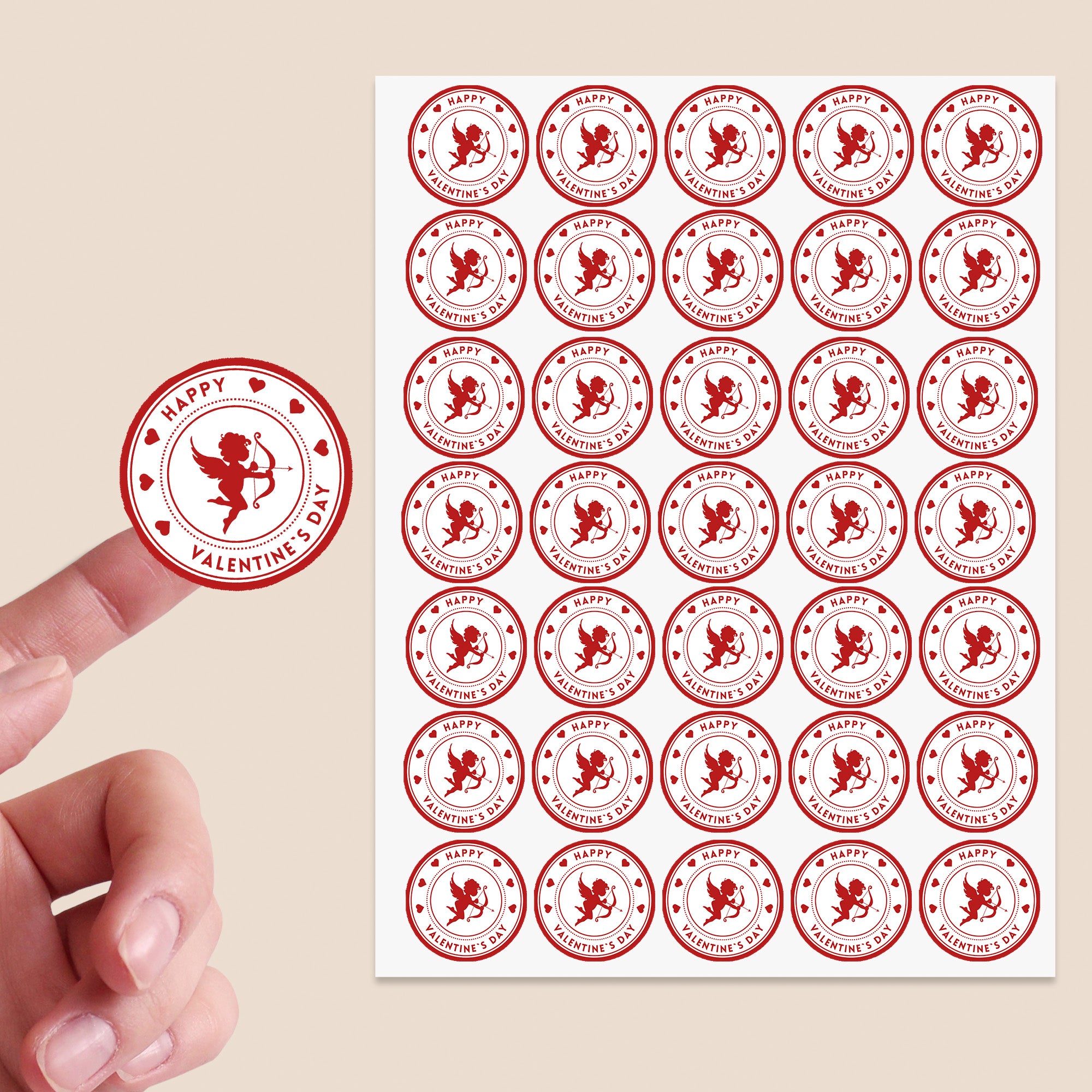 Happy Valentines Cupid Stickers - Wax Melts, Business Red, White Sticker Sweet Sweet Cone Bags - 24 or 35 - various options