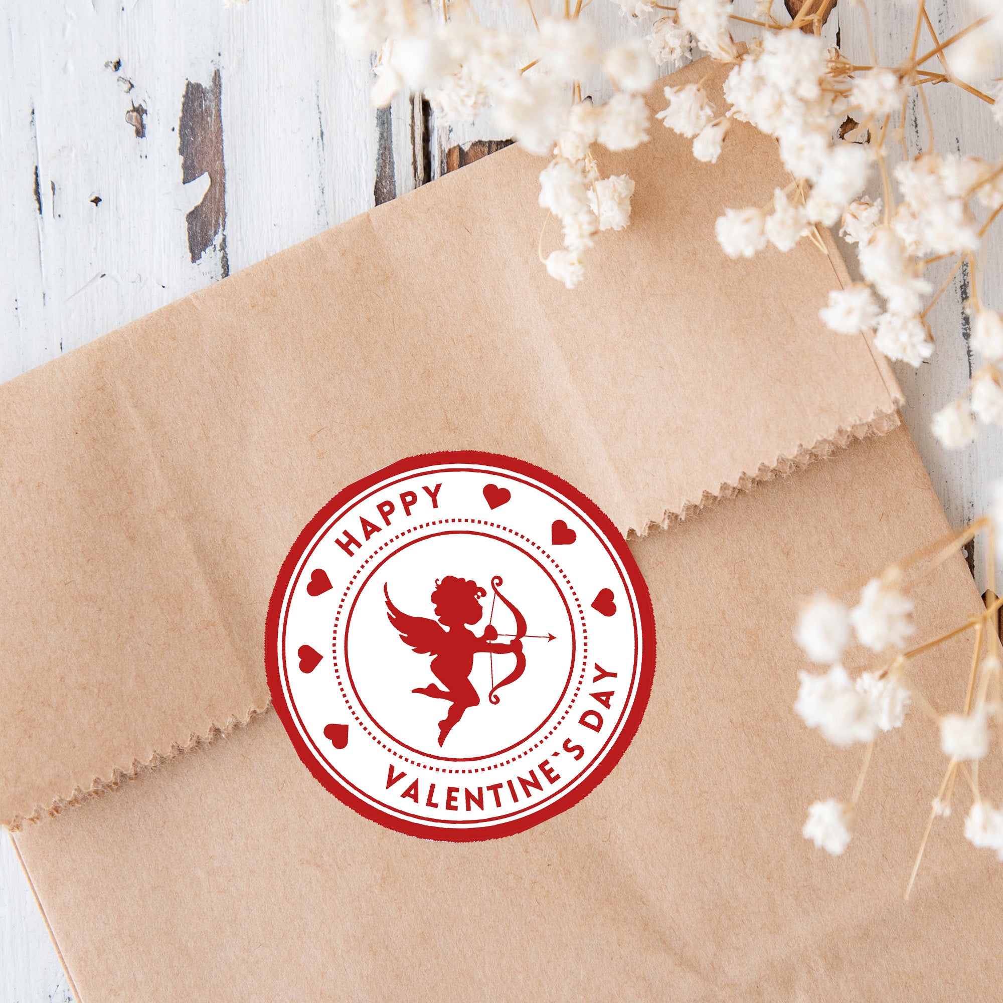 Happy Valentines Cupid Stickers - Wax Melts, Business Red, White Sticker Sweet Sweet Cone Bags - 24 or 35 - various options