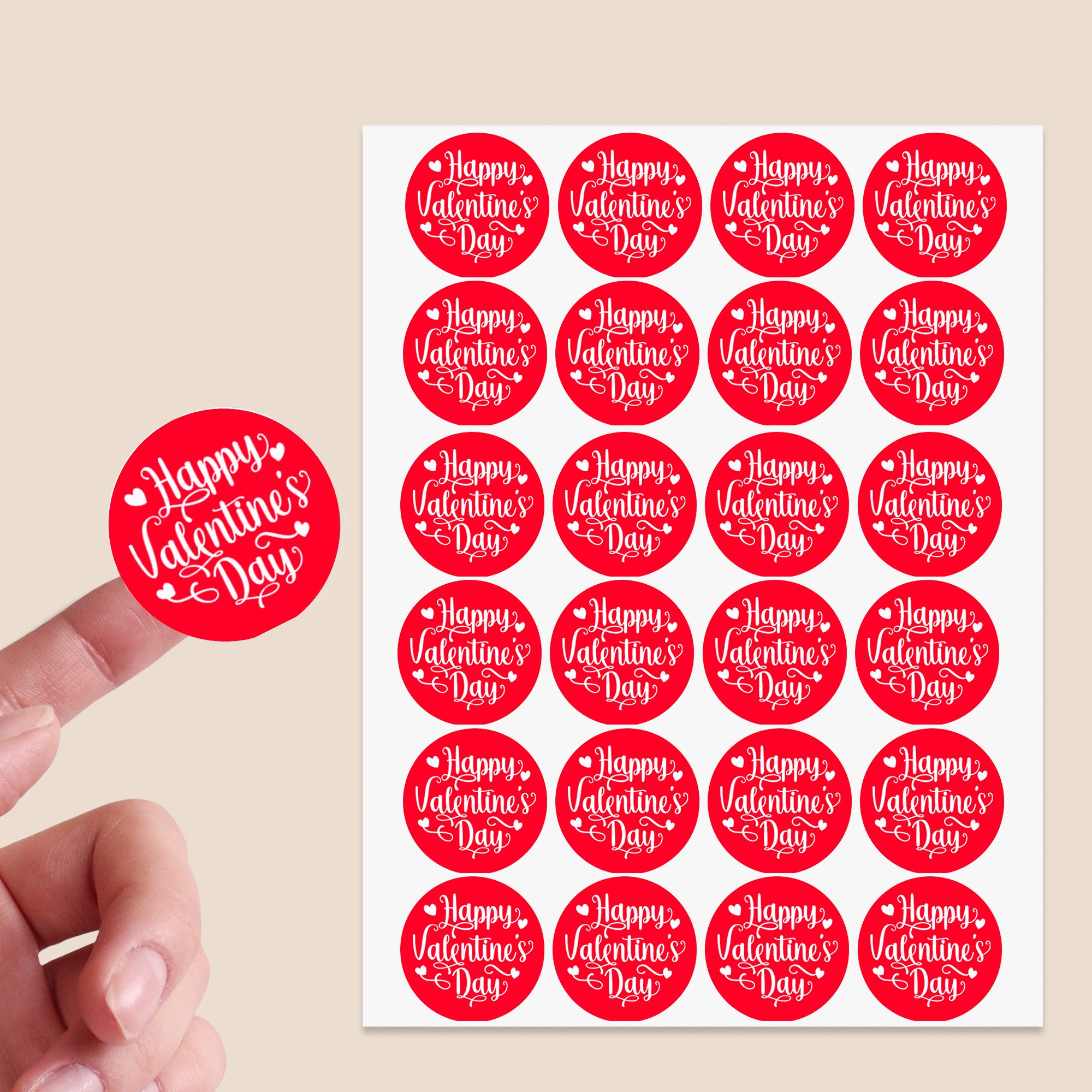 24 Happy Valentines Stickers - Wax Melts, Business Red, White Sticker Sweet Sweet Cone Bags