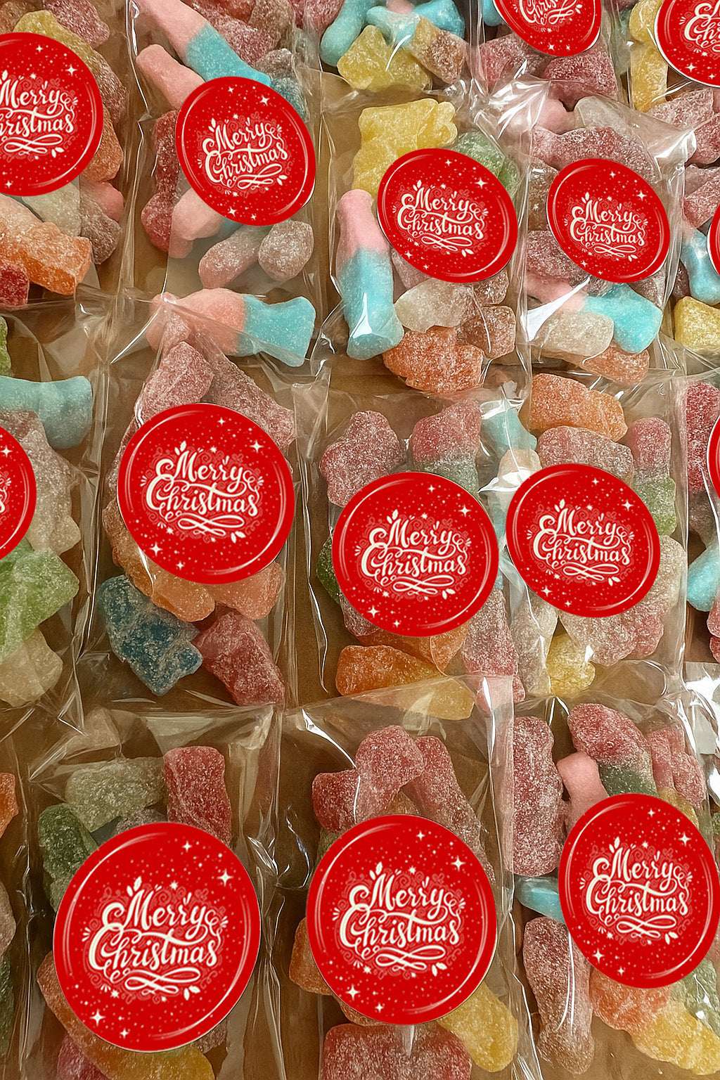 Christmas Sweet Bags | Pre-Filled Vegan Favour Bags with Stickers | Corporate Event | Trade Show Giveaways | Branded Treats School Fair