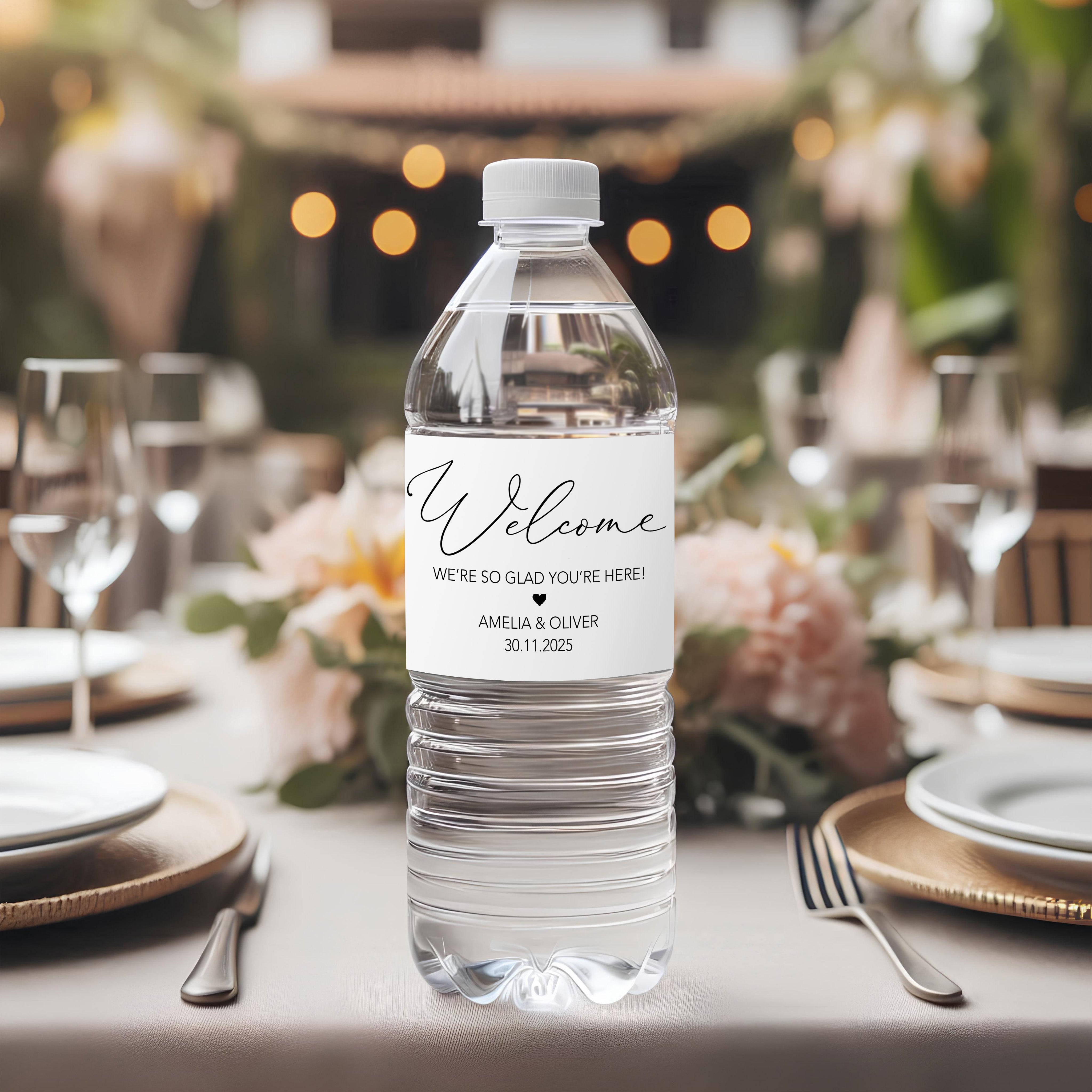 Personalised Wedding Water Bottle Labels – Thank You Water Bottle Labels, Personalised Waterproof Label, Wedding Welcome Bags, Minimalist