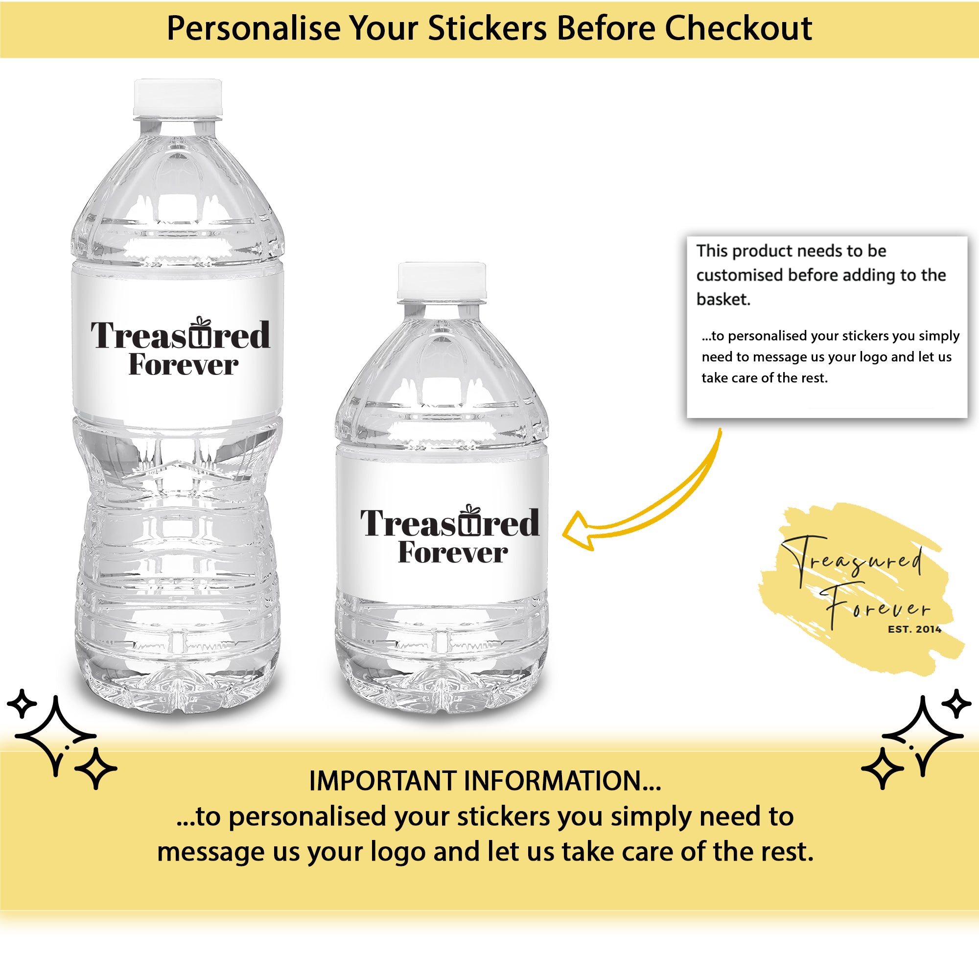 Personalised Logo Water Bottle Labels – Thank You Water Bottle Labels, Waterproof Label, Wedding Welcome Bags Corporate day Events