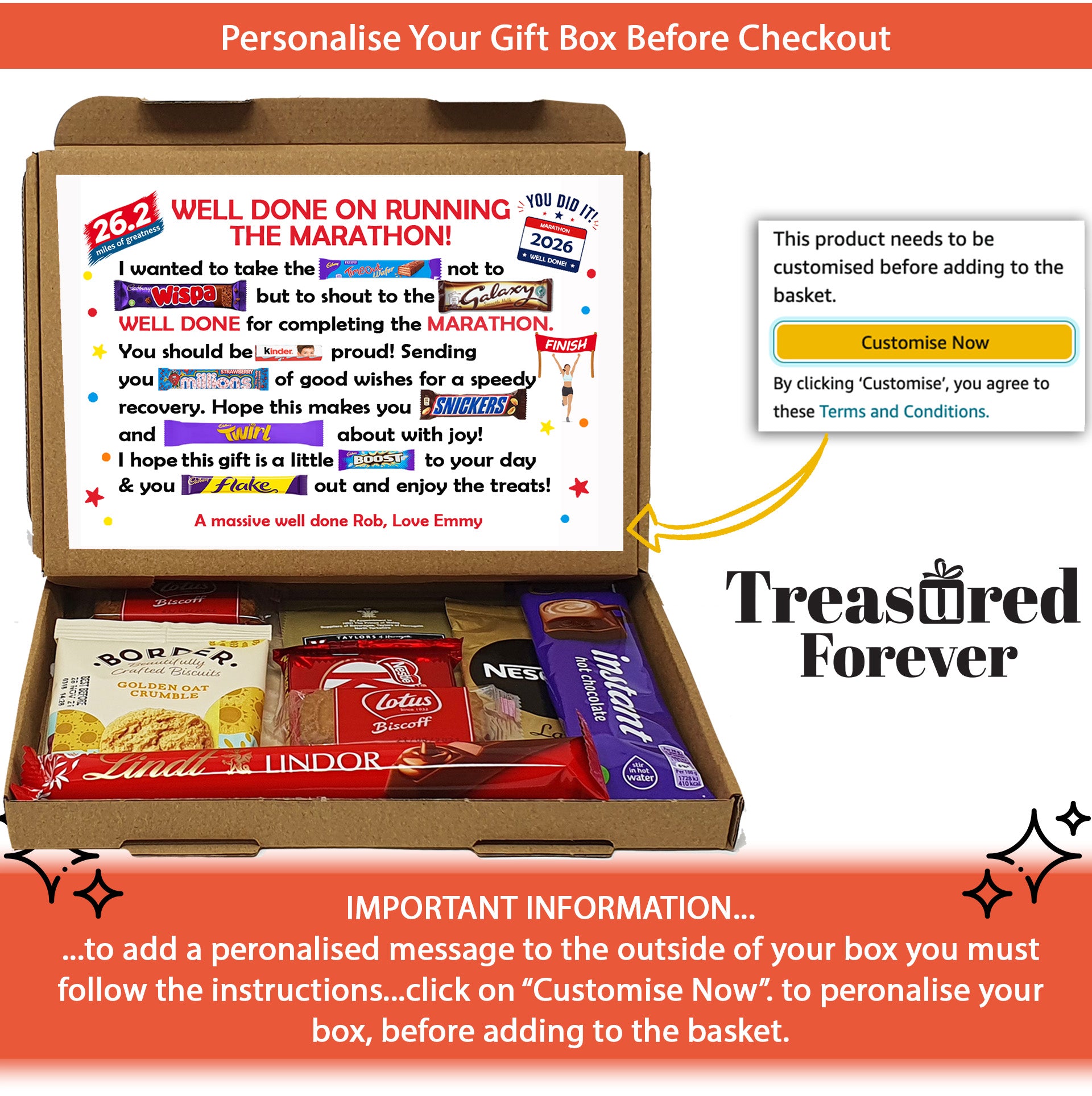 Personalised Marathon Chocolate Gift Box | Running Gift | Marathon Finisher Present