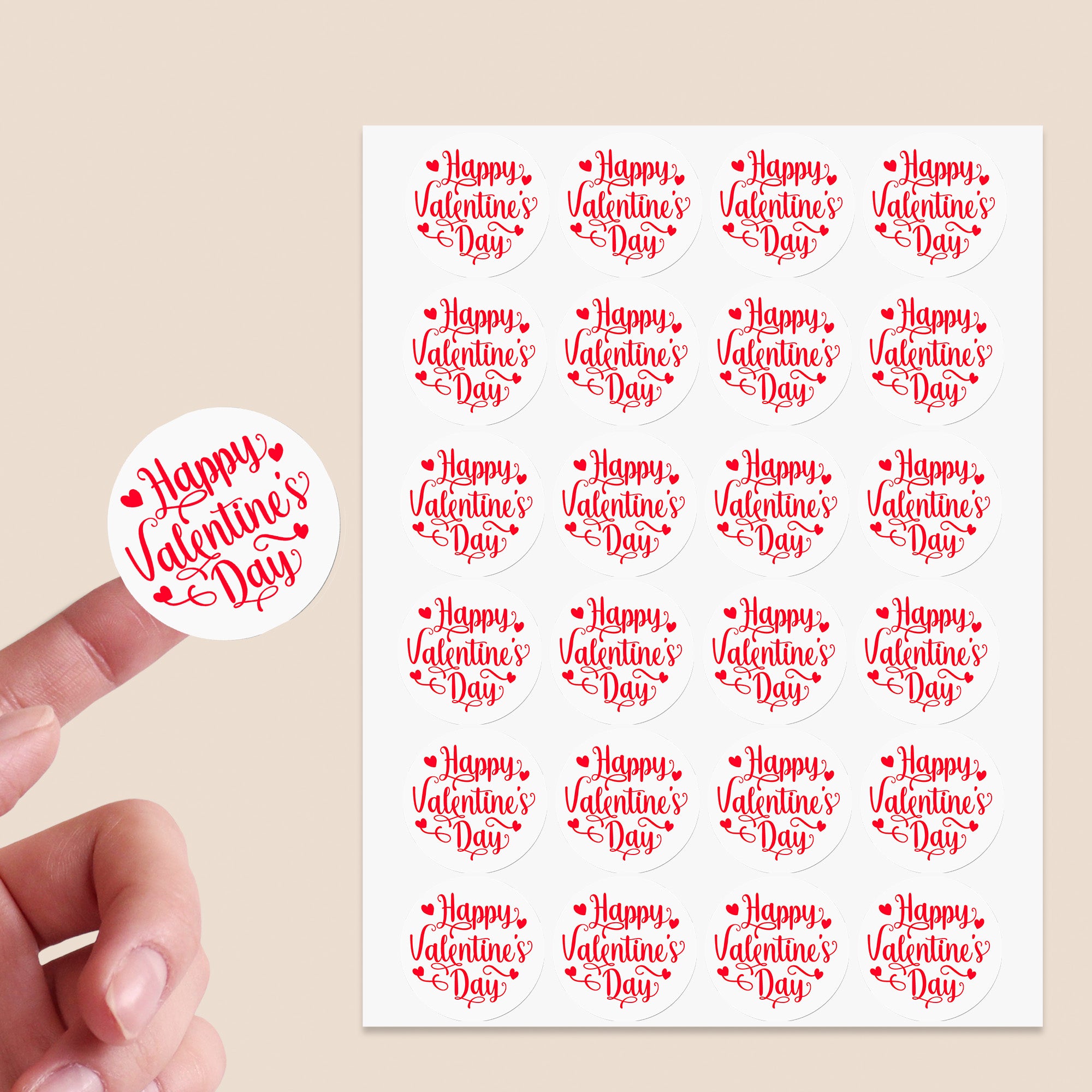 24 Happy Valentines Stickers - Wax Melts, Business Red, White Sticker Sweet Sweet Cone Bags