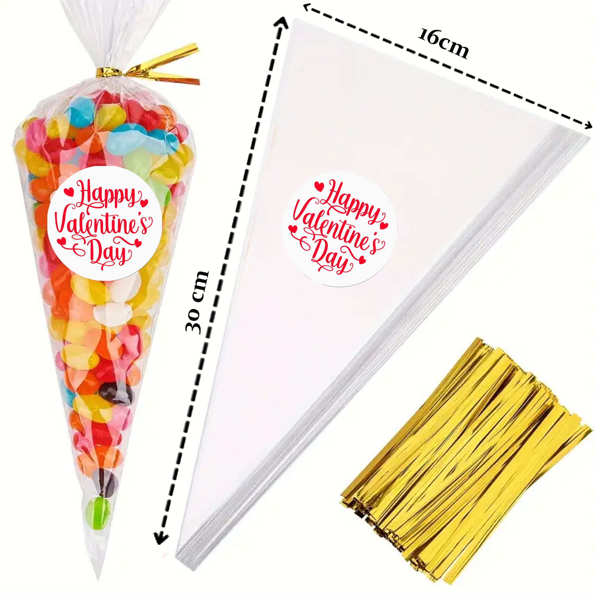 24 Happy Valentines Stickers - Wax Melts, Business Red, White Sticker Sweet Sweet Cone Bags