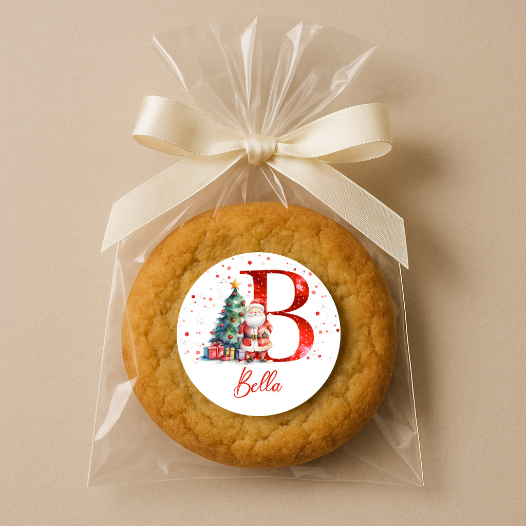 24 Personalised Christmas Initial Stickers, Christmas Gift Labels, Tag Labels