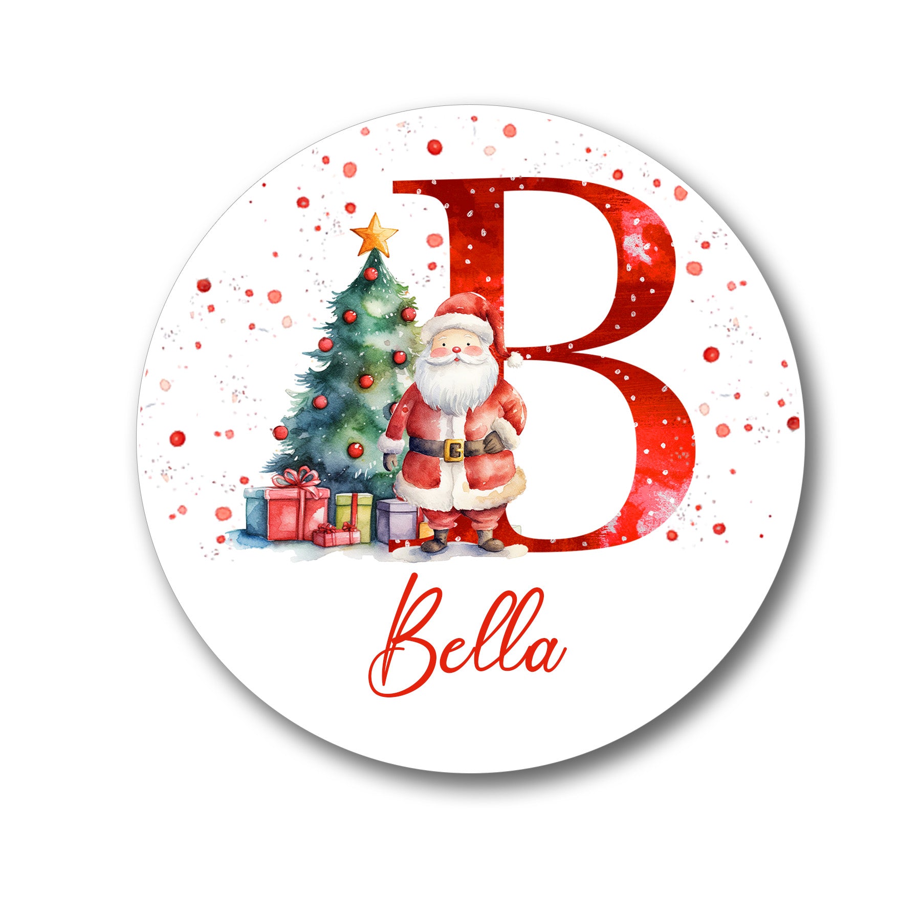 24 Personalised Christmas Initial Stickers, Christmas Gift Labels, Tag Labels