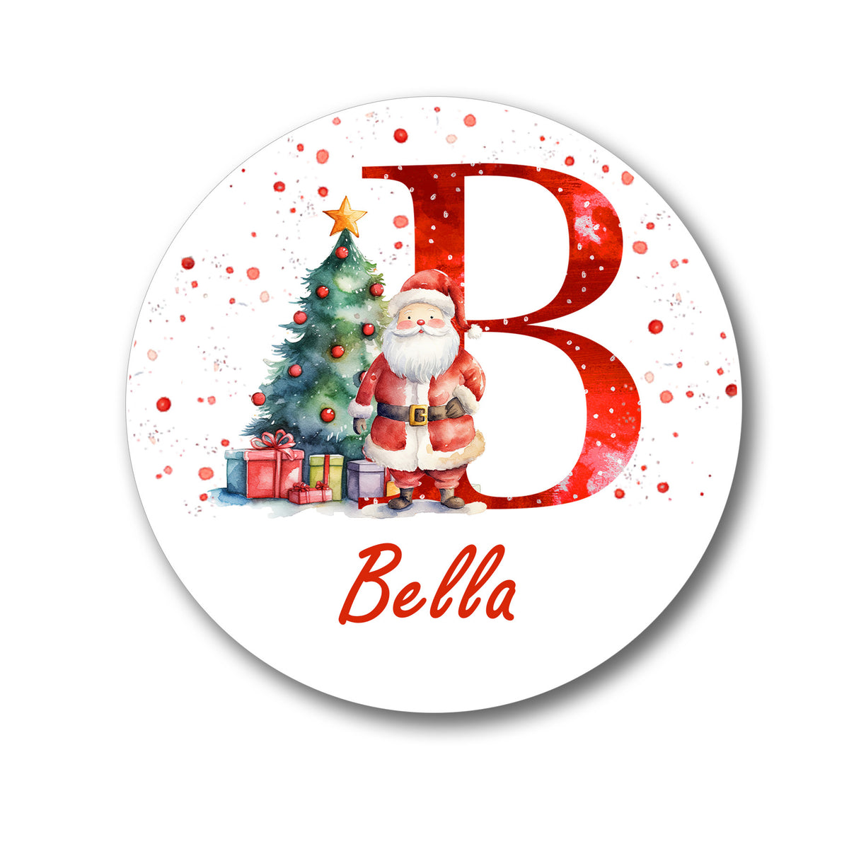 24 Personalised Christmas Initial Stickers, Christmas Gift Labels, Tag Labels