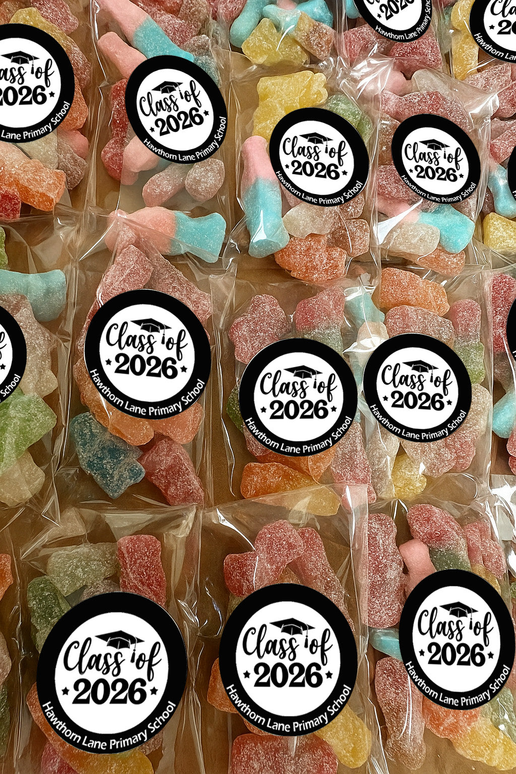 Personalised Class of 2026 Vegan Sweet Treats Year 6 / 11 School Leaver Teacher Leaving Gifts School , Graduation labels - End of Year
