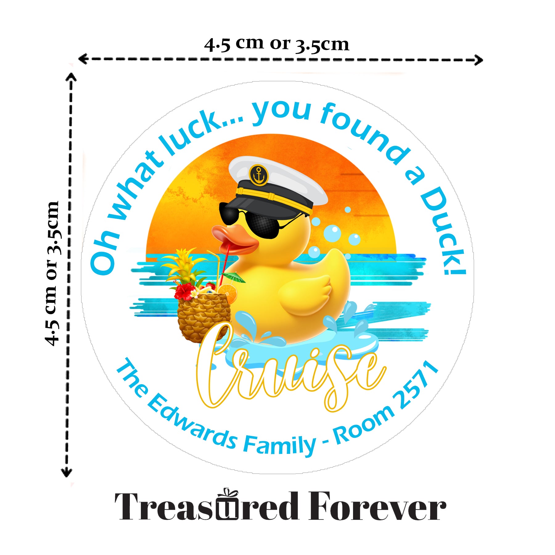 Personalised Duck Tag Stickers Cruising Duck Carnival Royal Caribbean Disney Cruise NCL Rubber Duckie Cute Gifts For Cruise 24/35 stickers