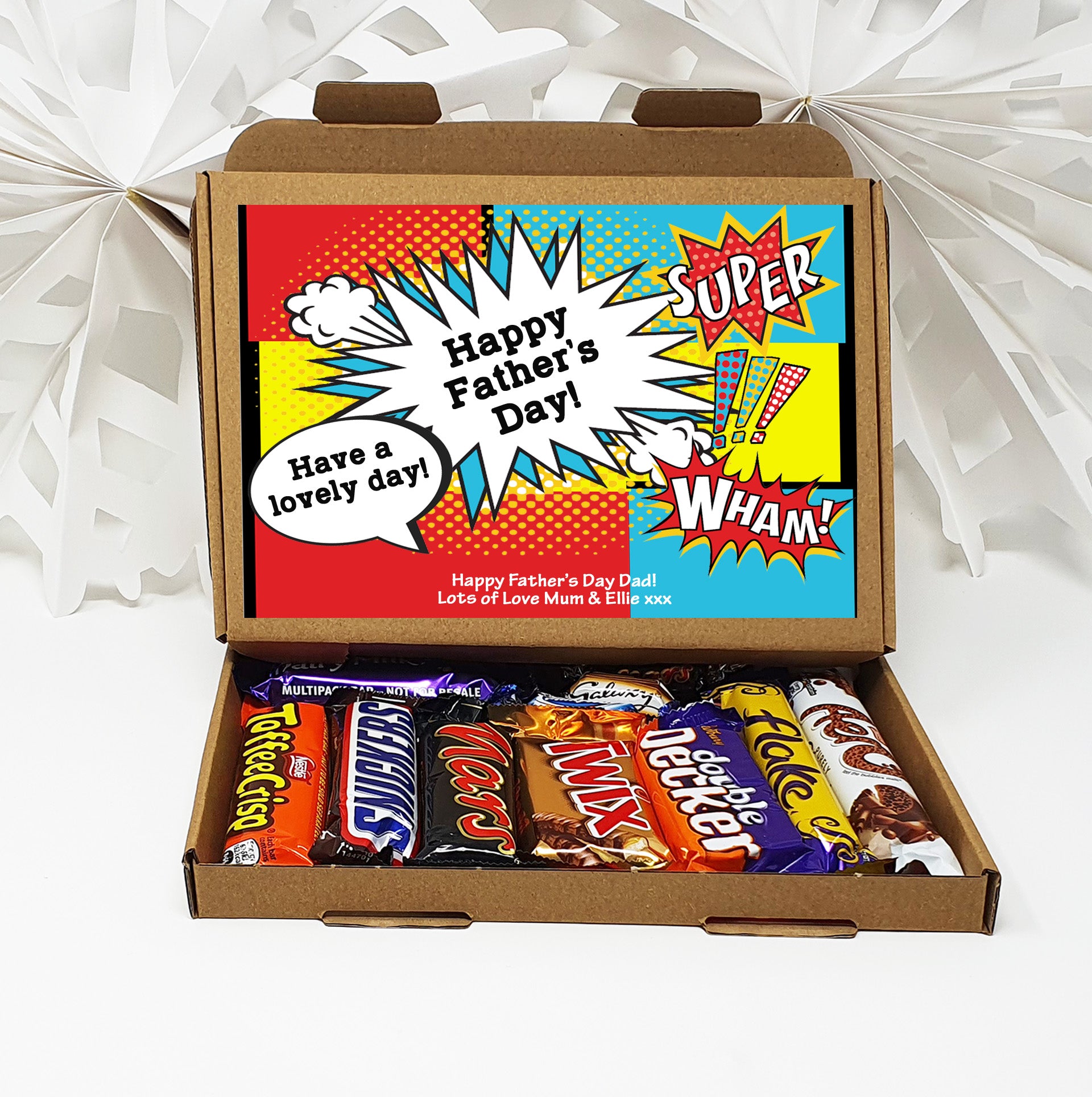 Fathers day Super Hero Hug in a box, Gift, Tea Lover, Afternoon tea, hamper gift, gift for friend, any age, Chocolate Sweets