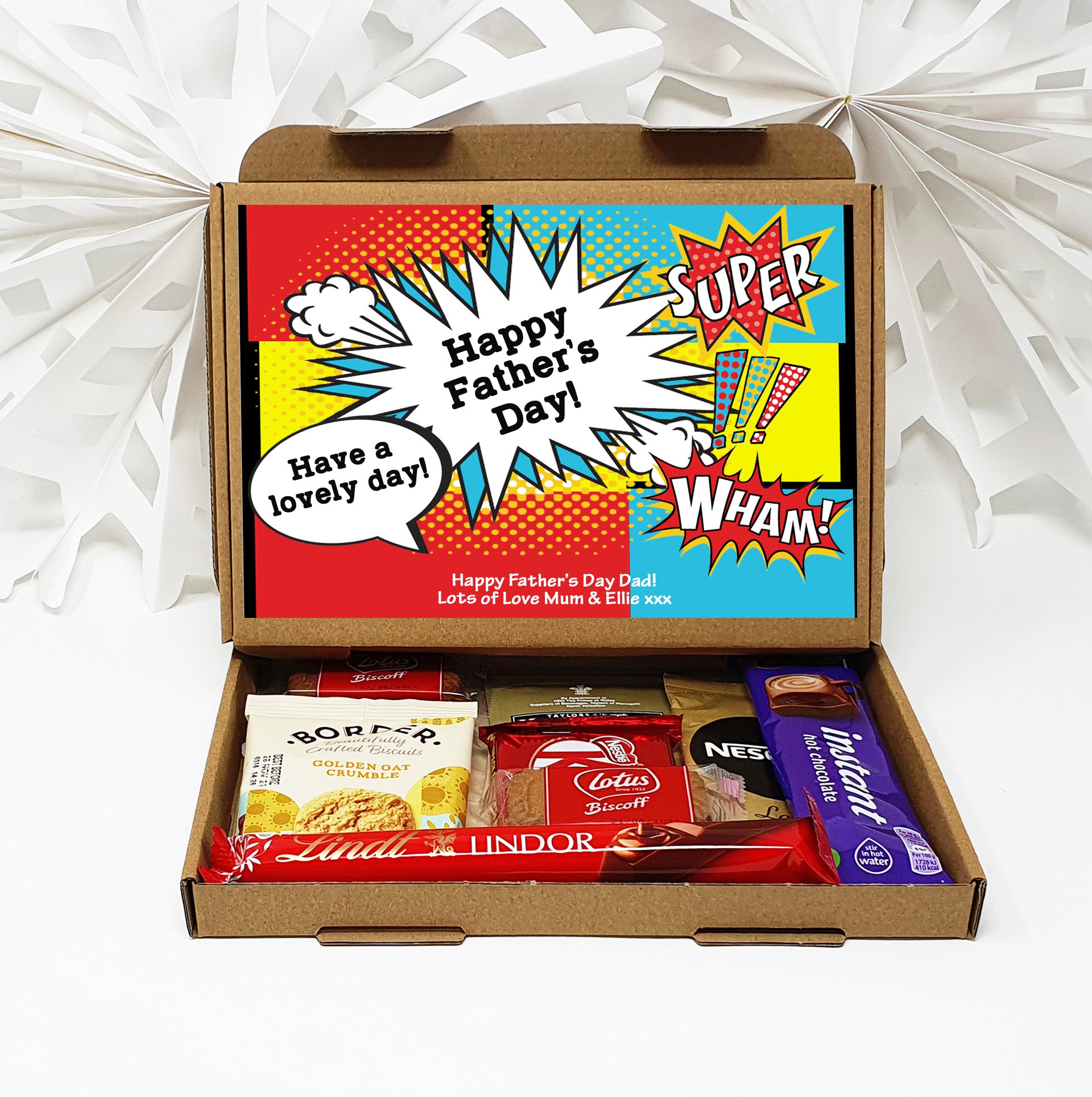 Fathers day Super Hero Hug in a box, Gift, Tea Lover, Afternoon tea, hamper gift, gift for friend, any age, Chocolate Sweets