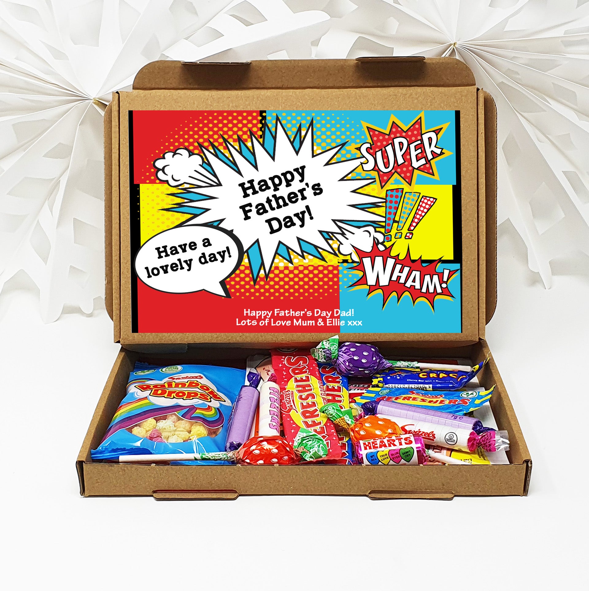 Fathers day Super Hero Hug in a box, Gift, Tea Lover, Afternoon tea, hamper gift, gift for friend, any age, Chocolate Sweets