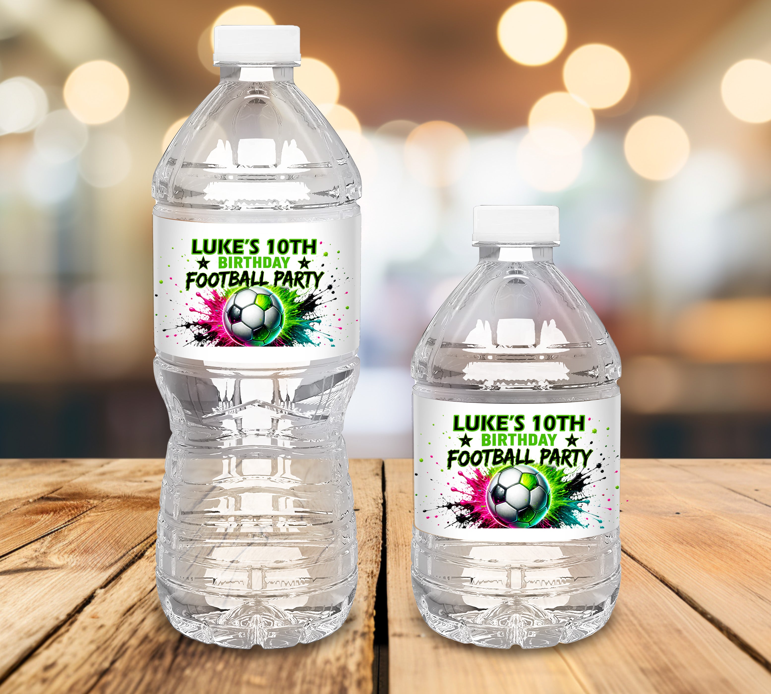 Personalised Football Footy inspired Water Bottle Stickers | Party Favours | Thank you favours party bags | Team gift | Club gift