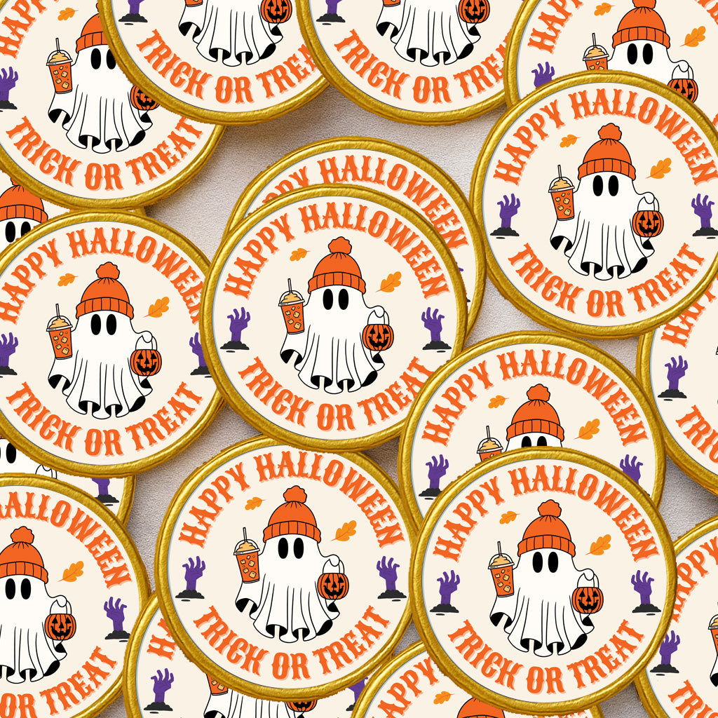 Halloween Chocolate Coins & Sticker Party Favors – Kids Party Bag Fillers Festive Holiday Treats – Bulk Option Trick or Treat gifts fillers