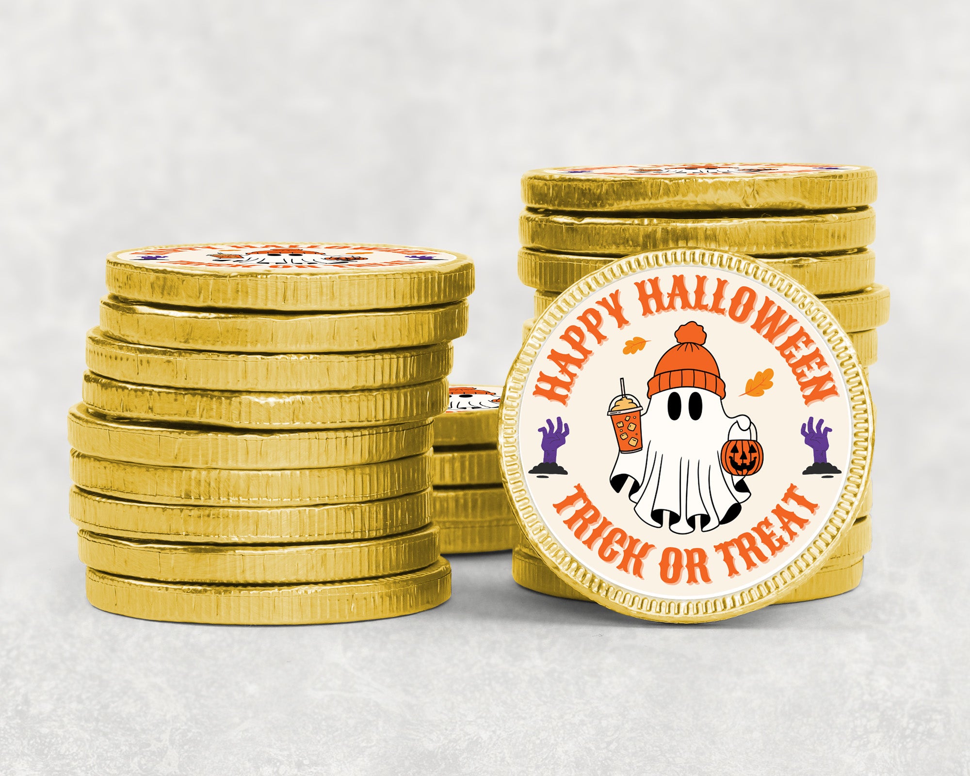 Halloween Chocolate Coins & Sticker Party Favors – Kids Party Bag Fillers Festive Holiday Treats – Bulk Option Trick or Treat gifts fillers