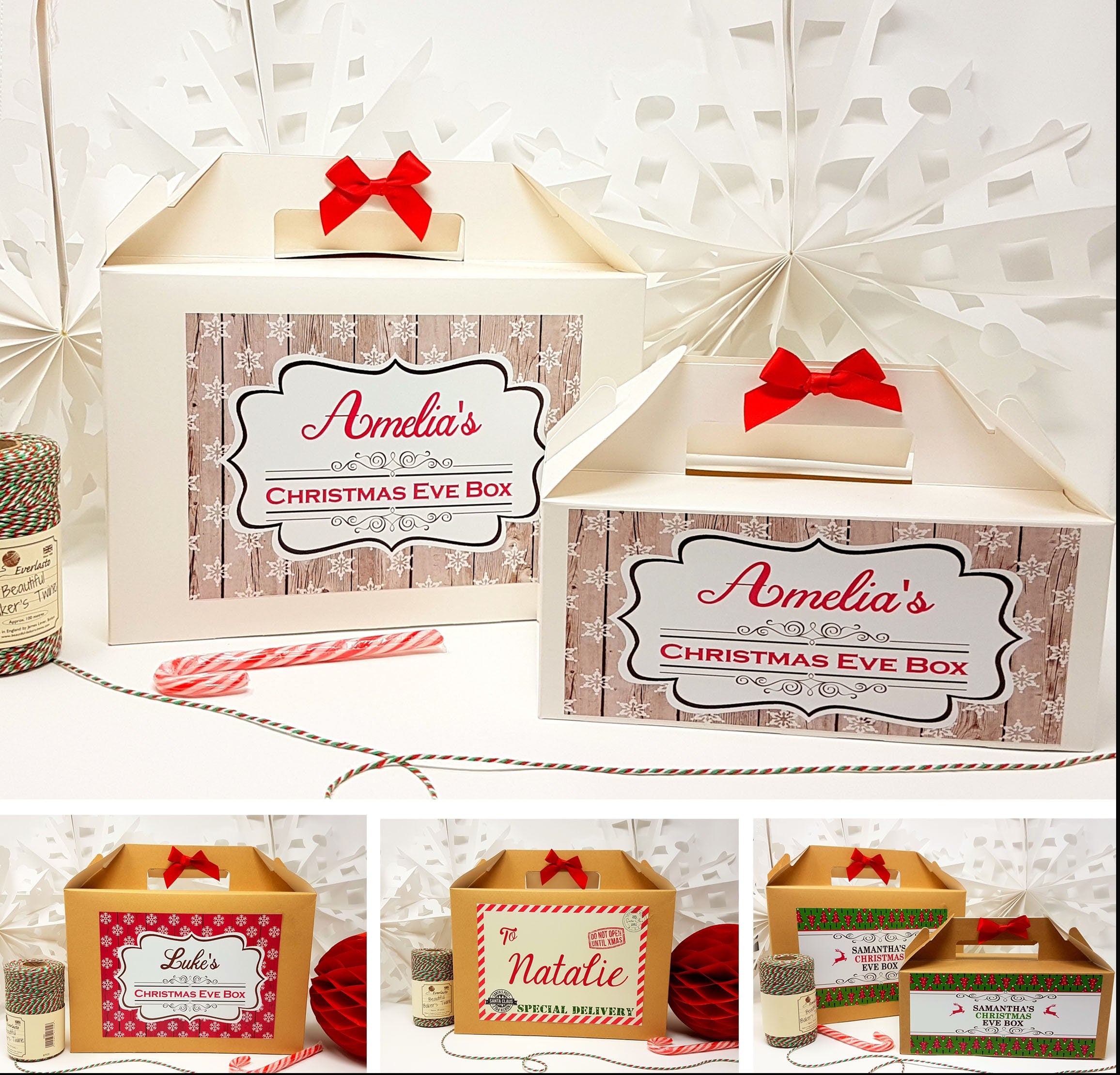 Personalised Xmas Christmas Eve Gift Box Favour Present With Free Gift