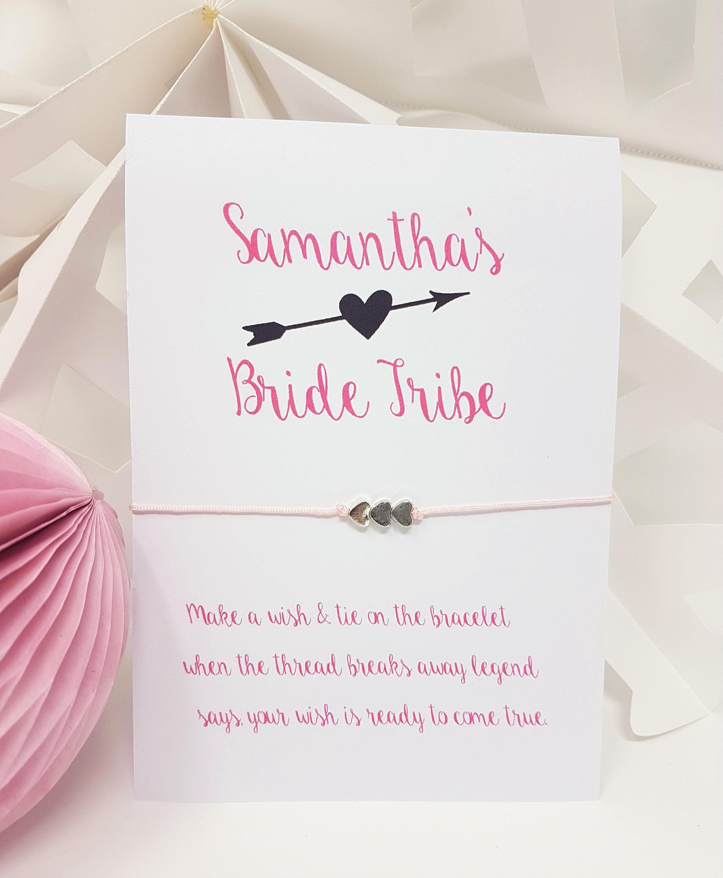 Bride Tribe Personalised Wishing Bracelet Hen Party Favour Thank You Gifts