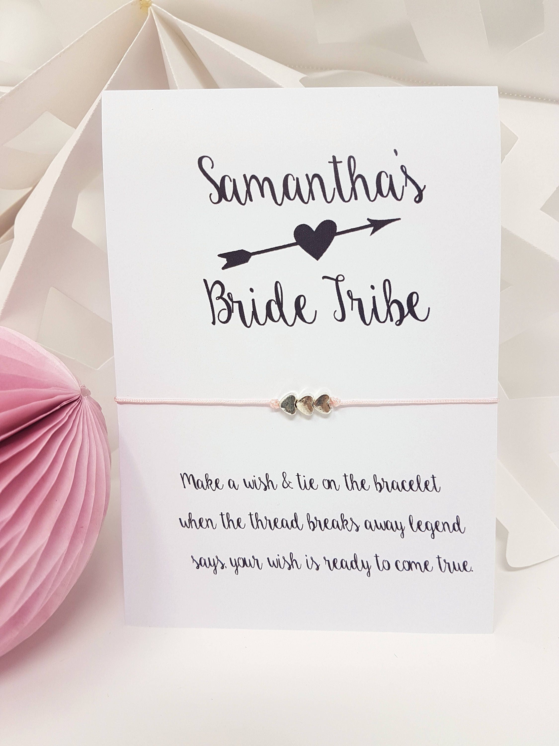 Bride Tribe Personalised Wishing Bracelet Hen Party Favour Thank You Gifts