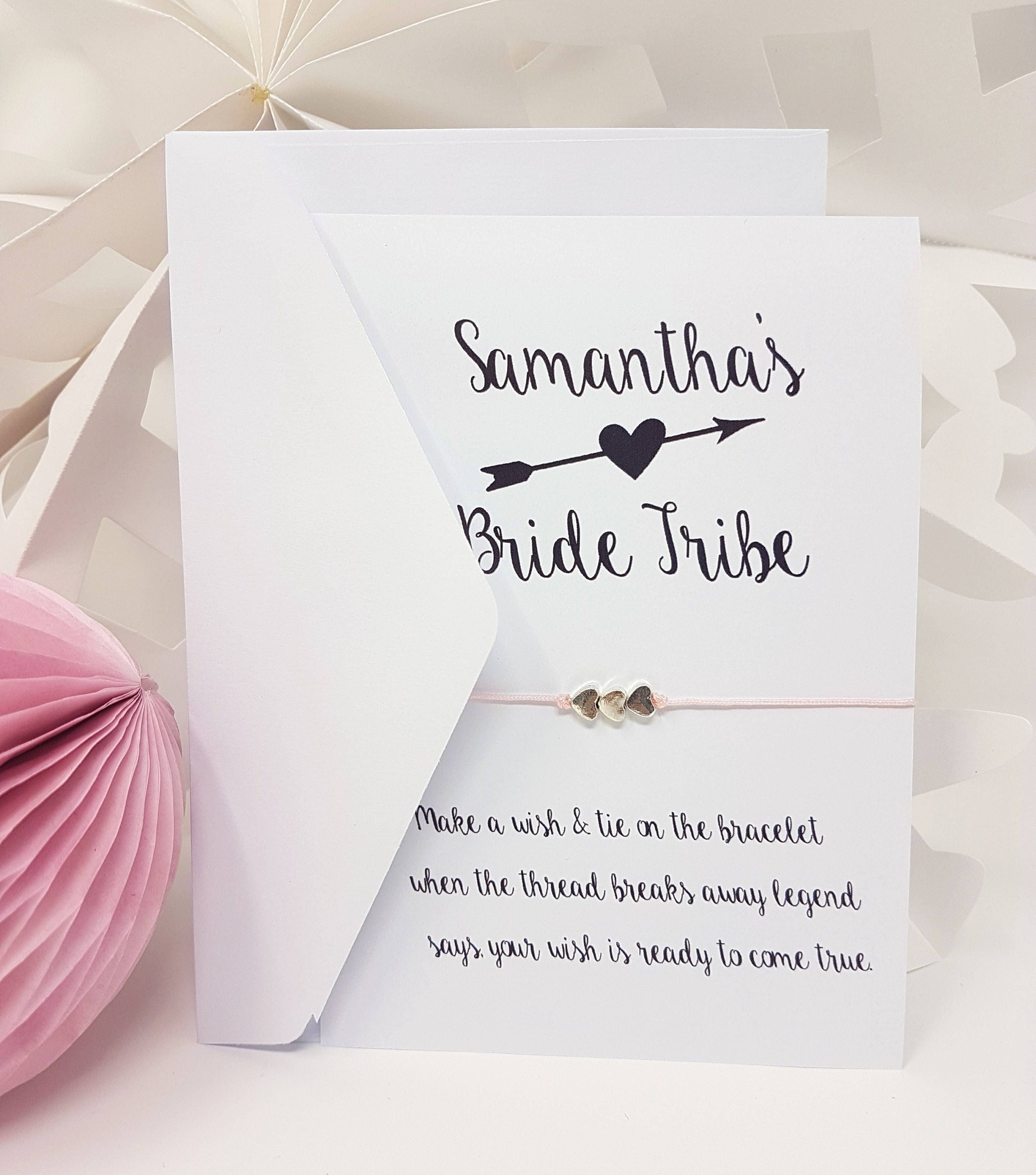 Bride Tribe Personalised Wishing Bracelet Hen Party Favour Thank You Gifts