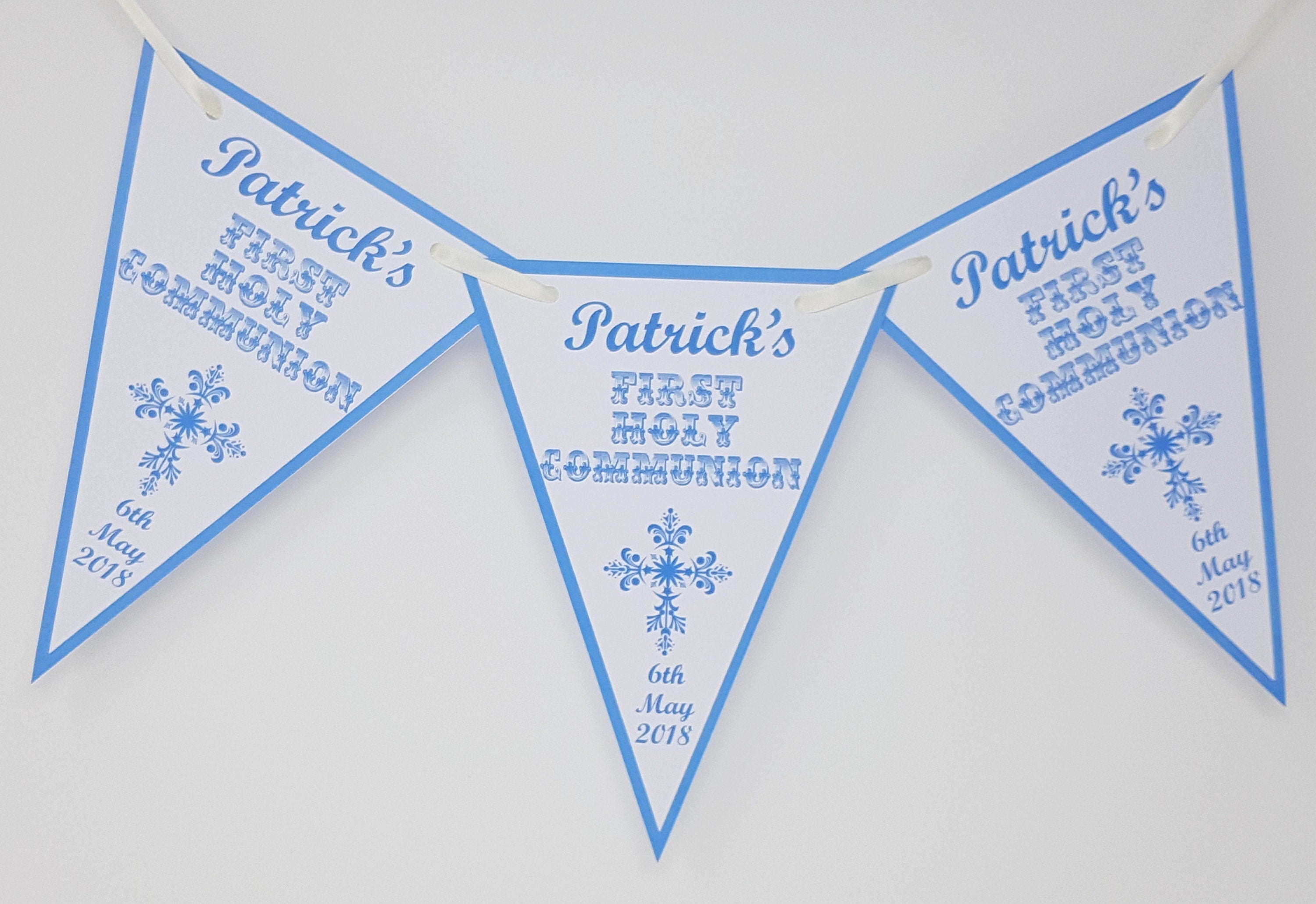 Personalised 1st Holy Communion Bunting  Banner Party Decoration Cross Girl Boy