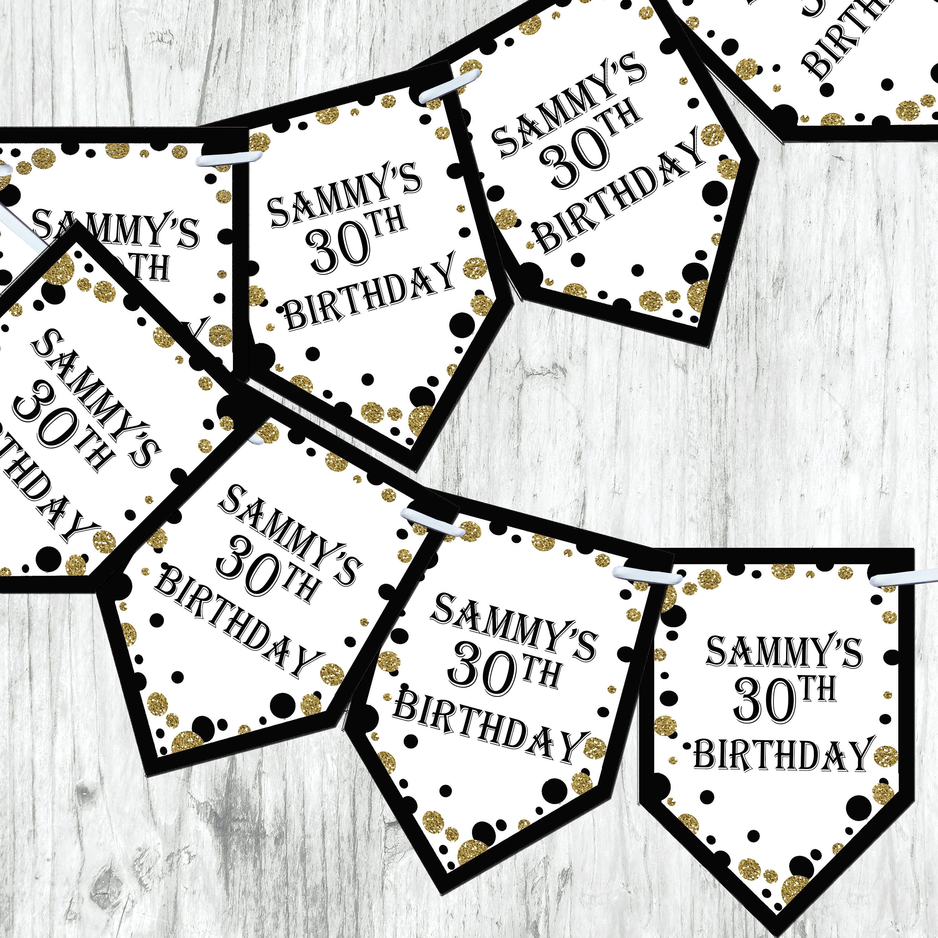 Personalised Birthday Bunting Banner 5th 13th 16th 18th 21st 30th 40th 50th 60th Banner