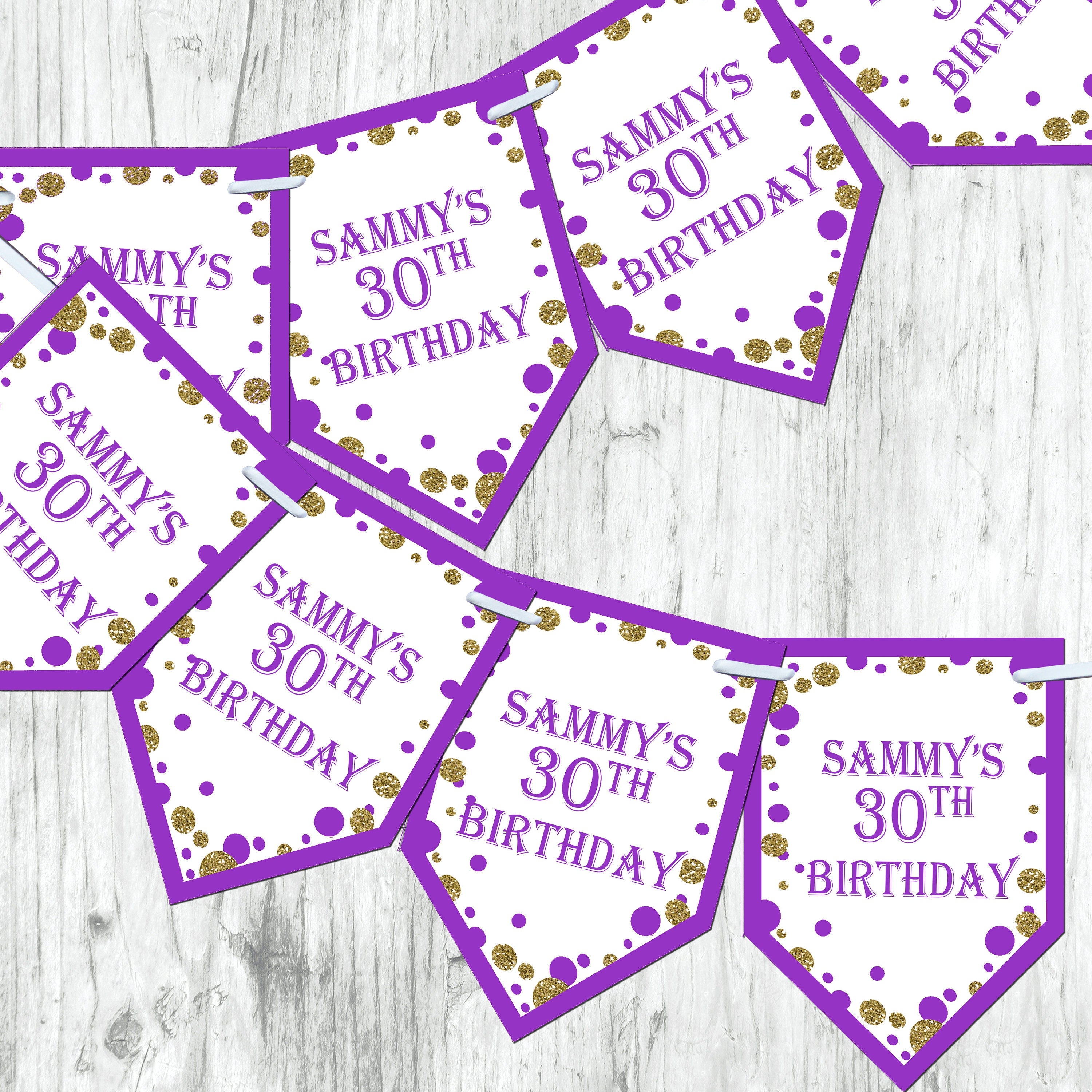 Personalised Birthday Bunting Banner 5th 13th 16th 18th 21st 30th 40th 50th 60th Banner