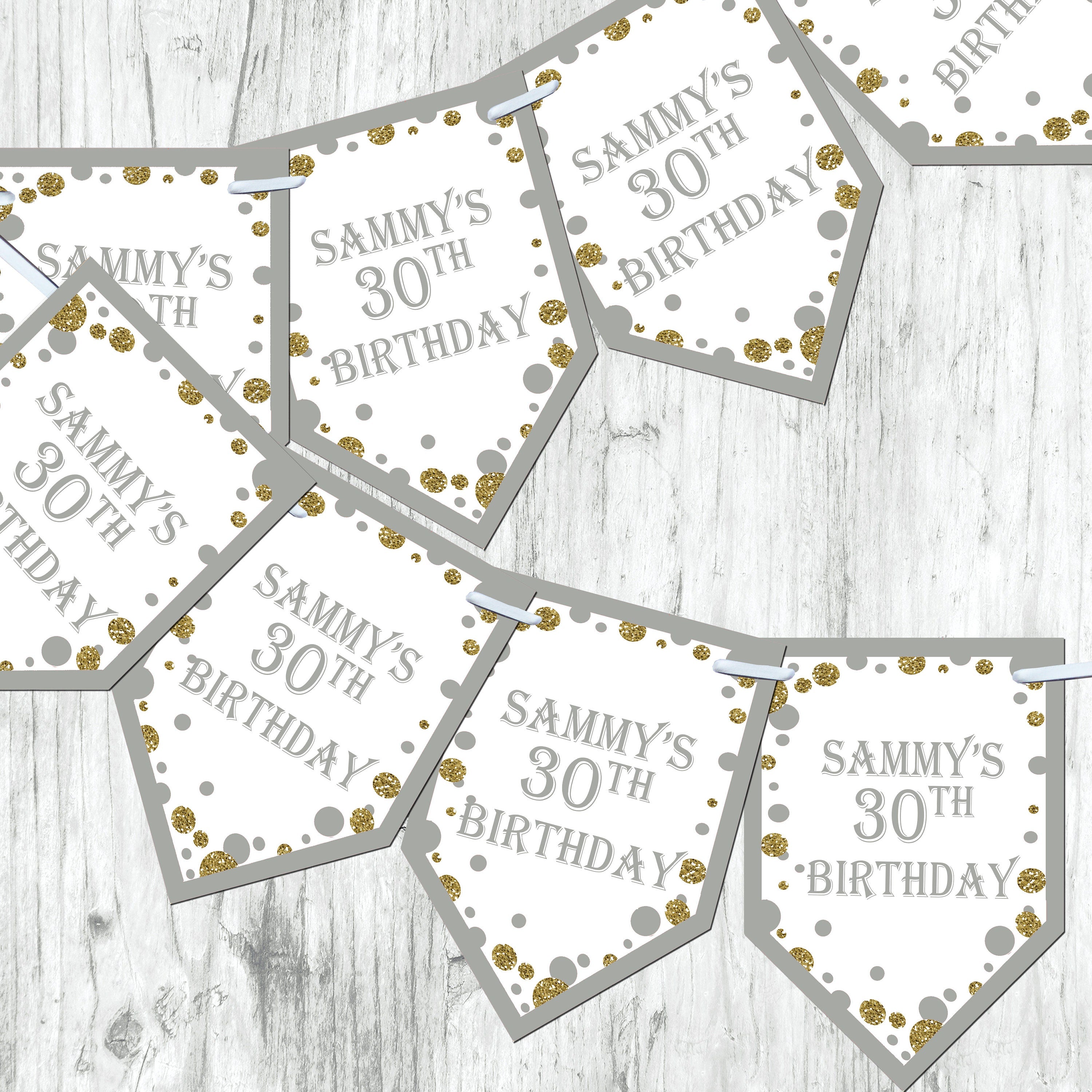 Personalised Birthday Bunting Banner 5th 13th 16th 18th 21st 30th 40th 50th 60th Banner