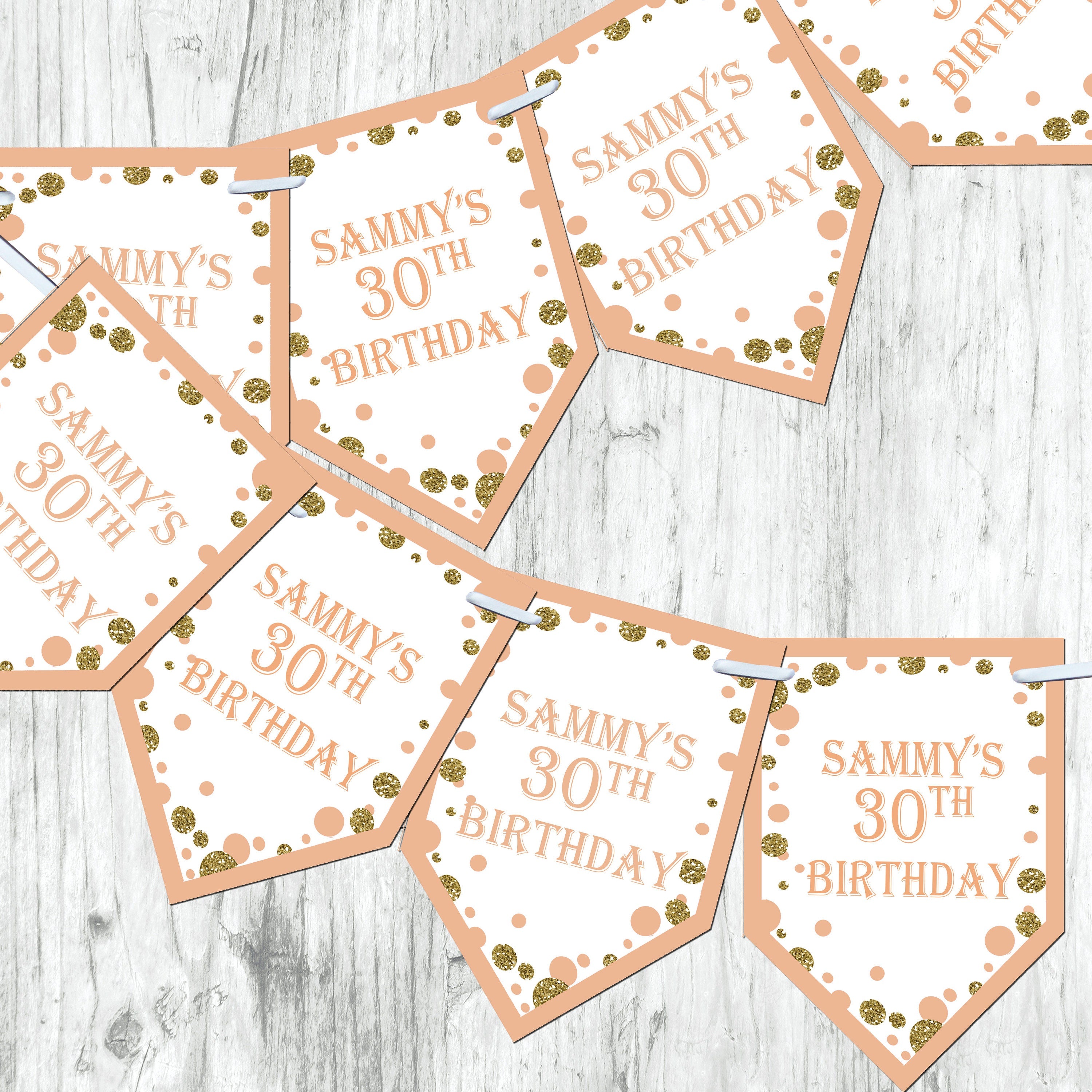 Personalised Birthday Bunting Banner 5th 13th 16th 18th 21st 30th 40th 50th 60th Banner