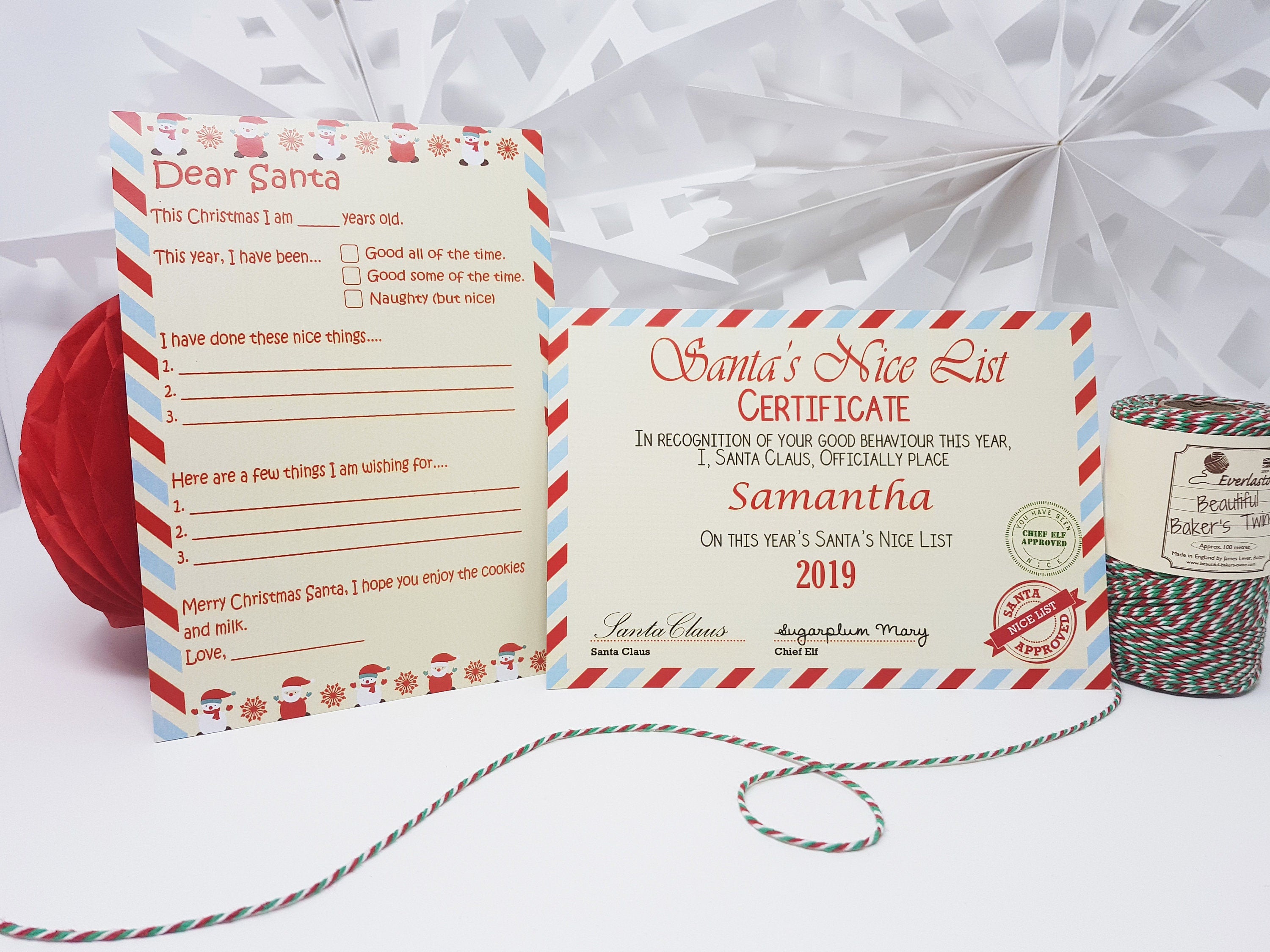 Personalised Vintage Letter from Santa Father Christmas & Nice List Certificate 2021