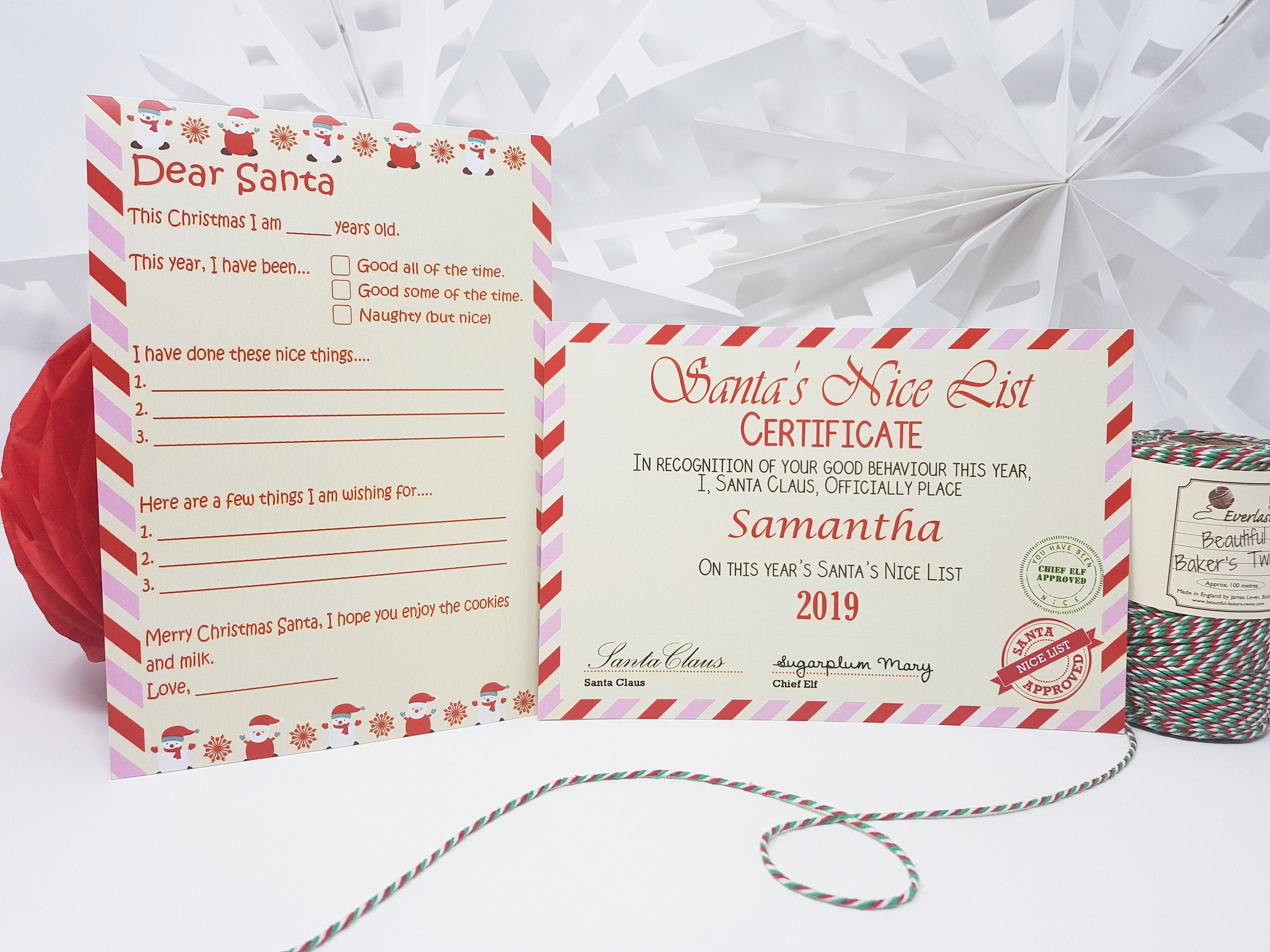 Personalised Vintage Letter from Santa Father Christmas & Nice List Certificate 2021