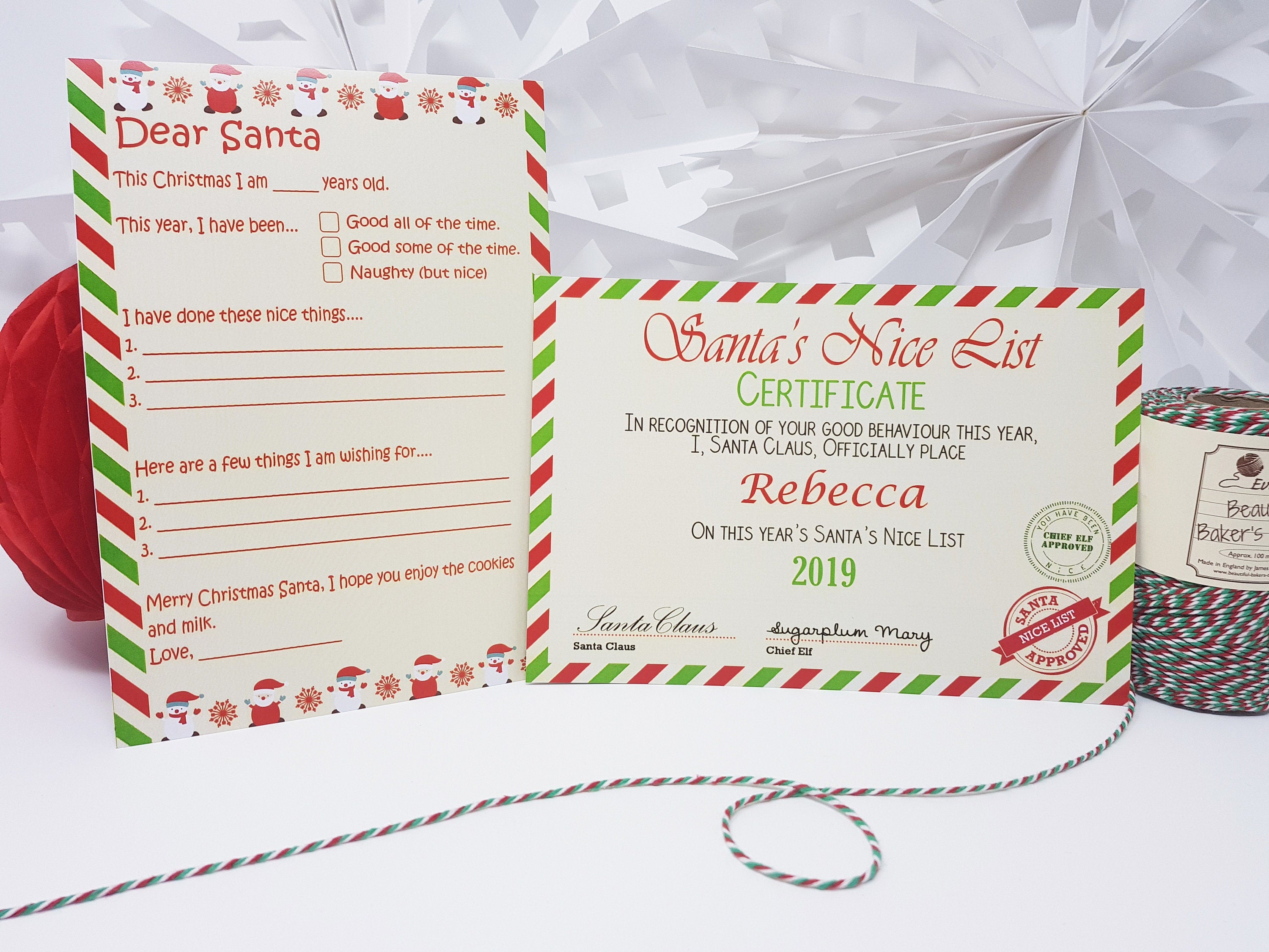 Personalised Vintage Letter from Santa Father Christmas & Nice List Certificate 2021