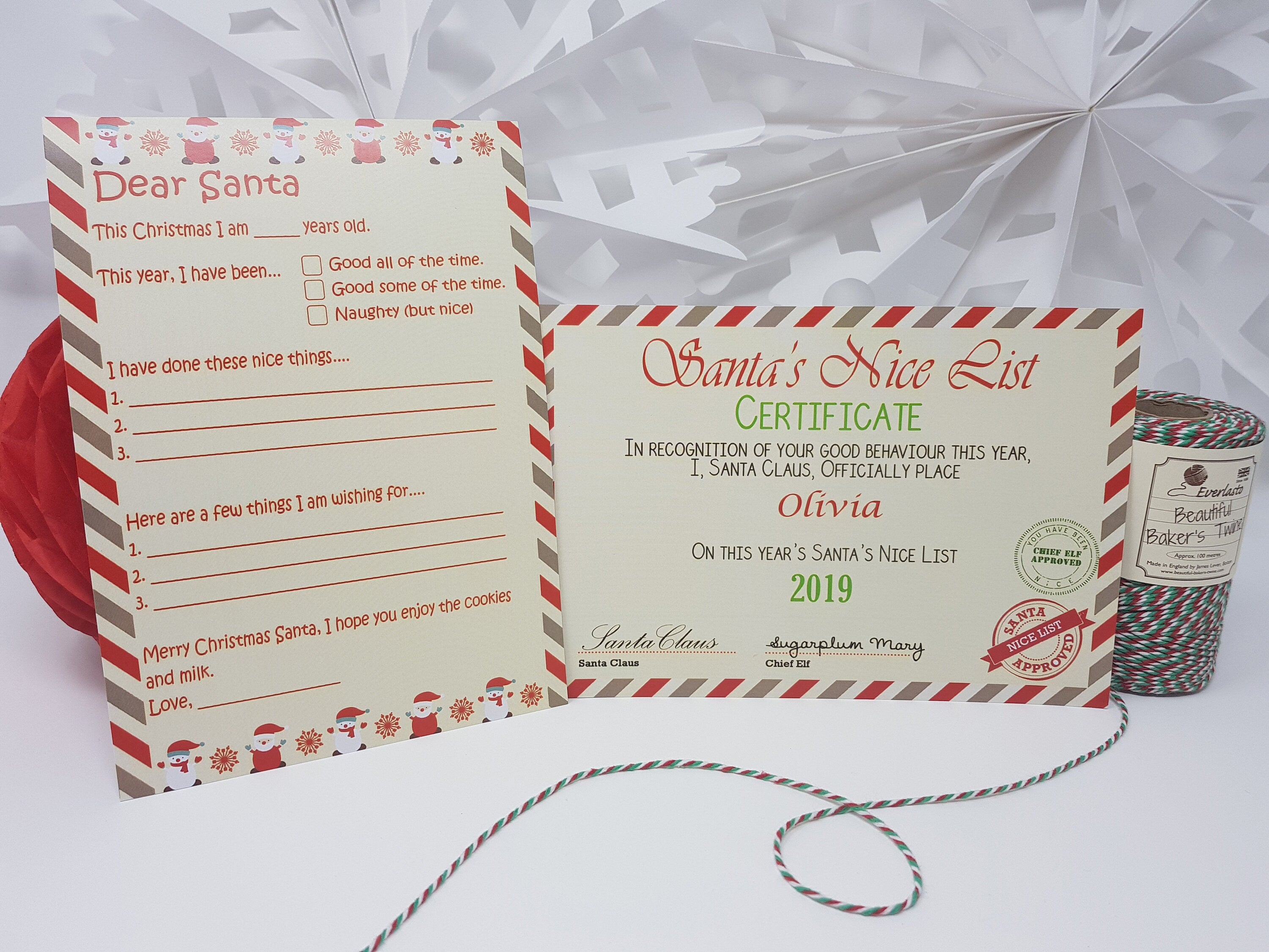 Personalised Vintage Letter from Santa Father Christmas & Nice List Certificate 2021