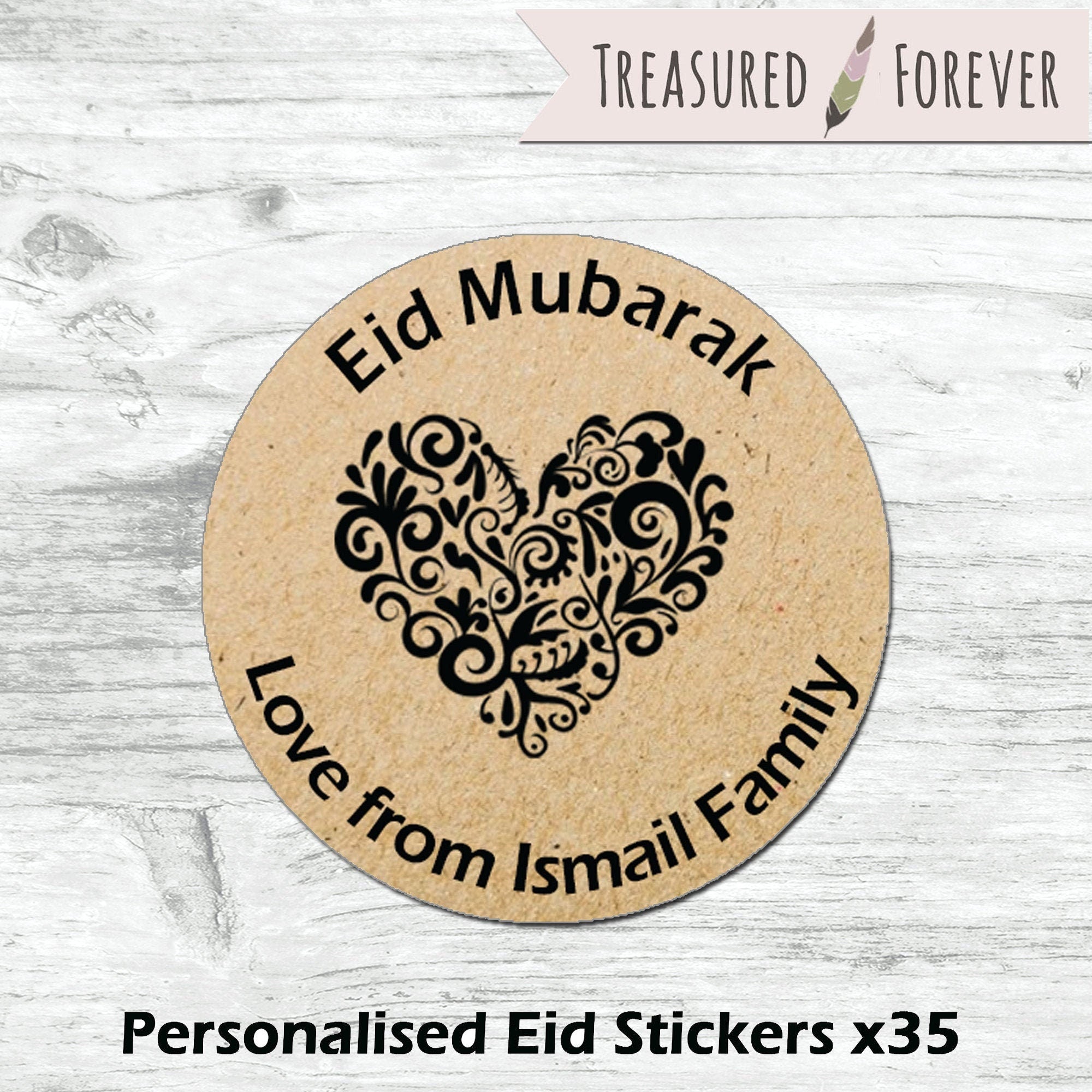 Personalised Eid Mubarak & Ramadan Muslim Hajj Celebration - 35 Stickers Labels