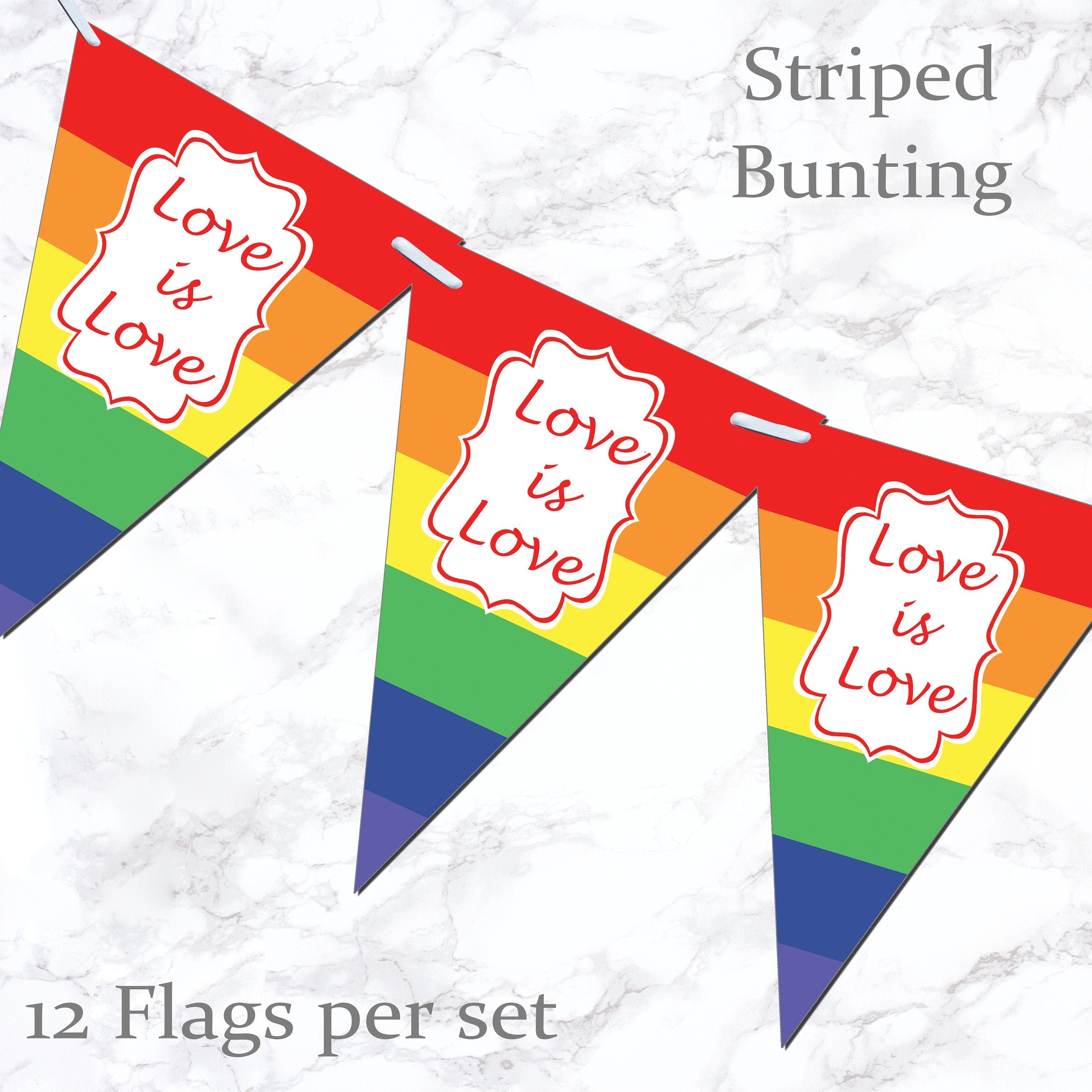 Personalised Rainbow | LGBT | Love is Love | Bunting Banner Party Decorations Flags - Any Text