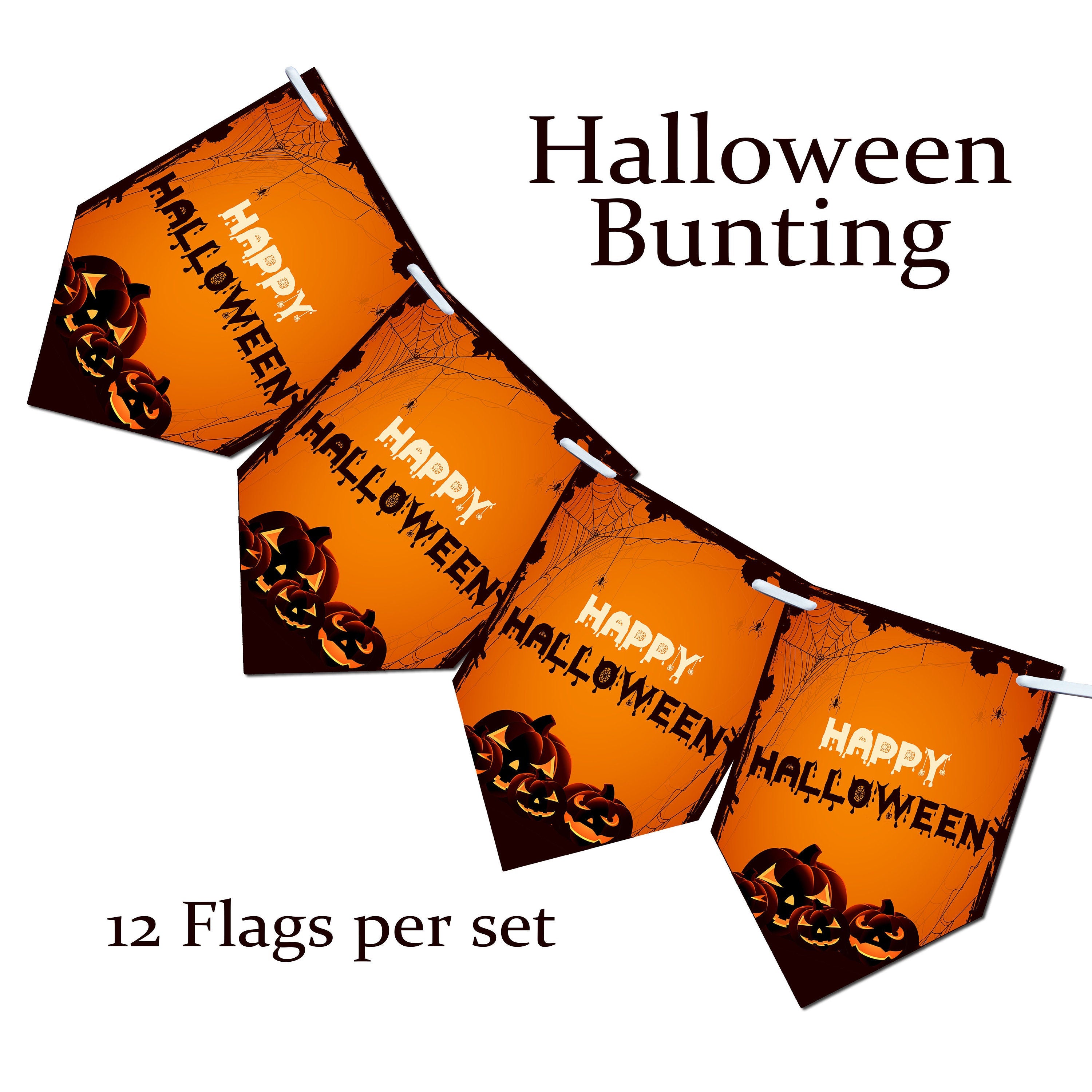 Happy Halloween Bunting Banner Spooky Party Decor Black orange Garland Trick