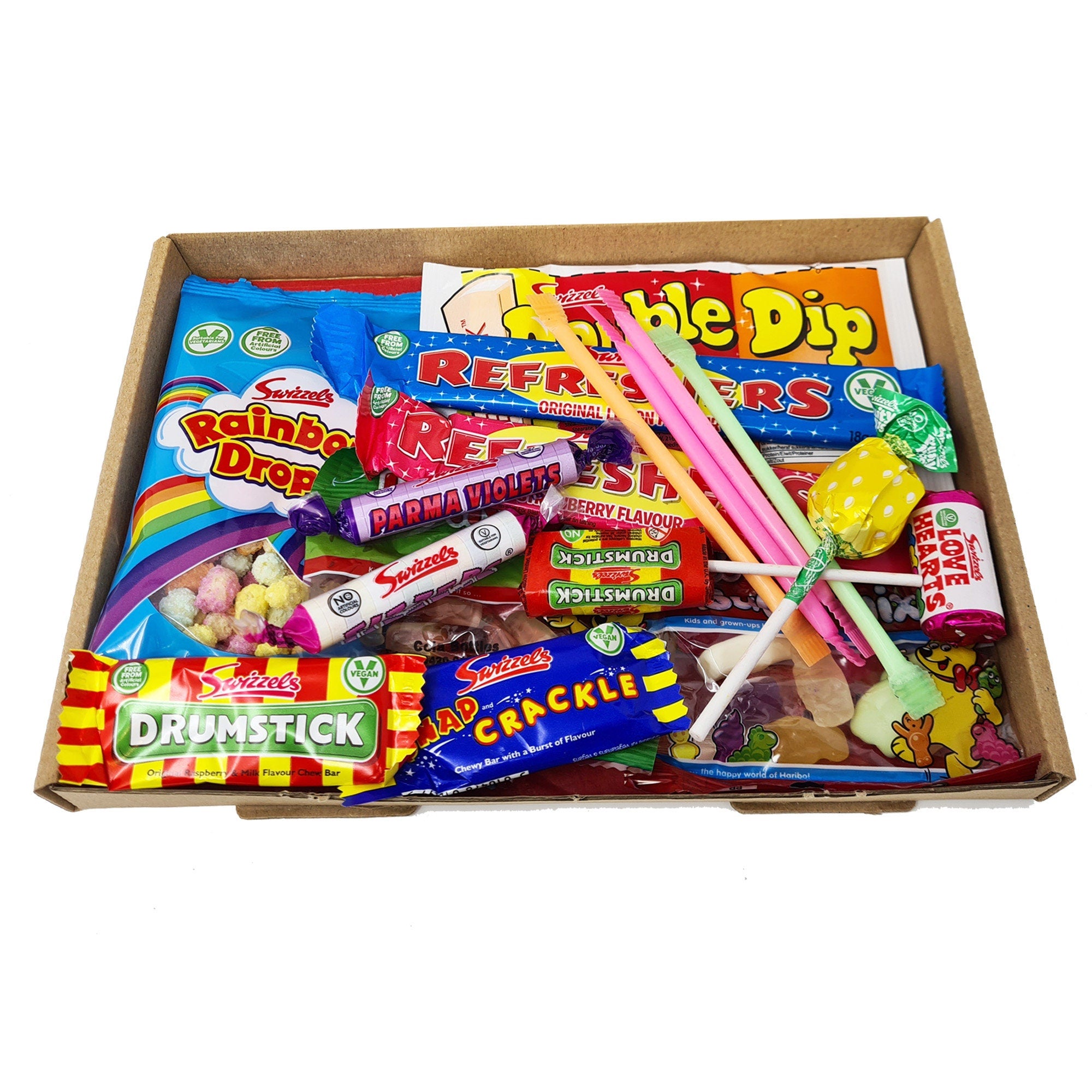 Personalised Christmas Treats Sweets Box Kids Gift Hamper Retro Vegan Stocking