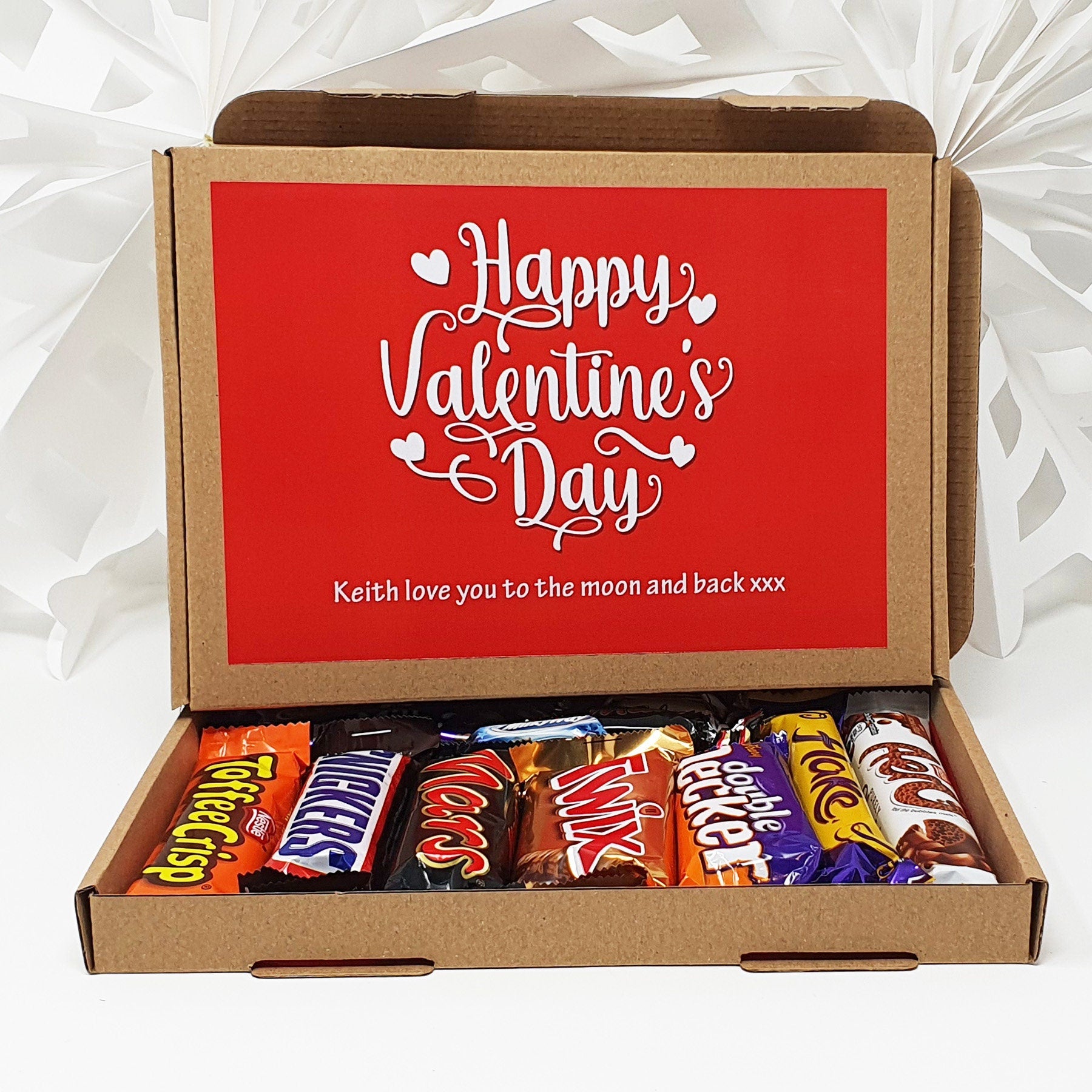 Personalised Valentines Gifts for Him Her Chocolate Lindt Lindor Selection Gift Box hamper isolation treat