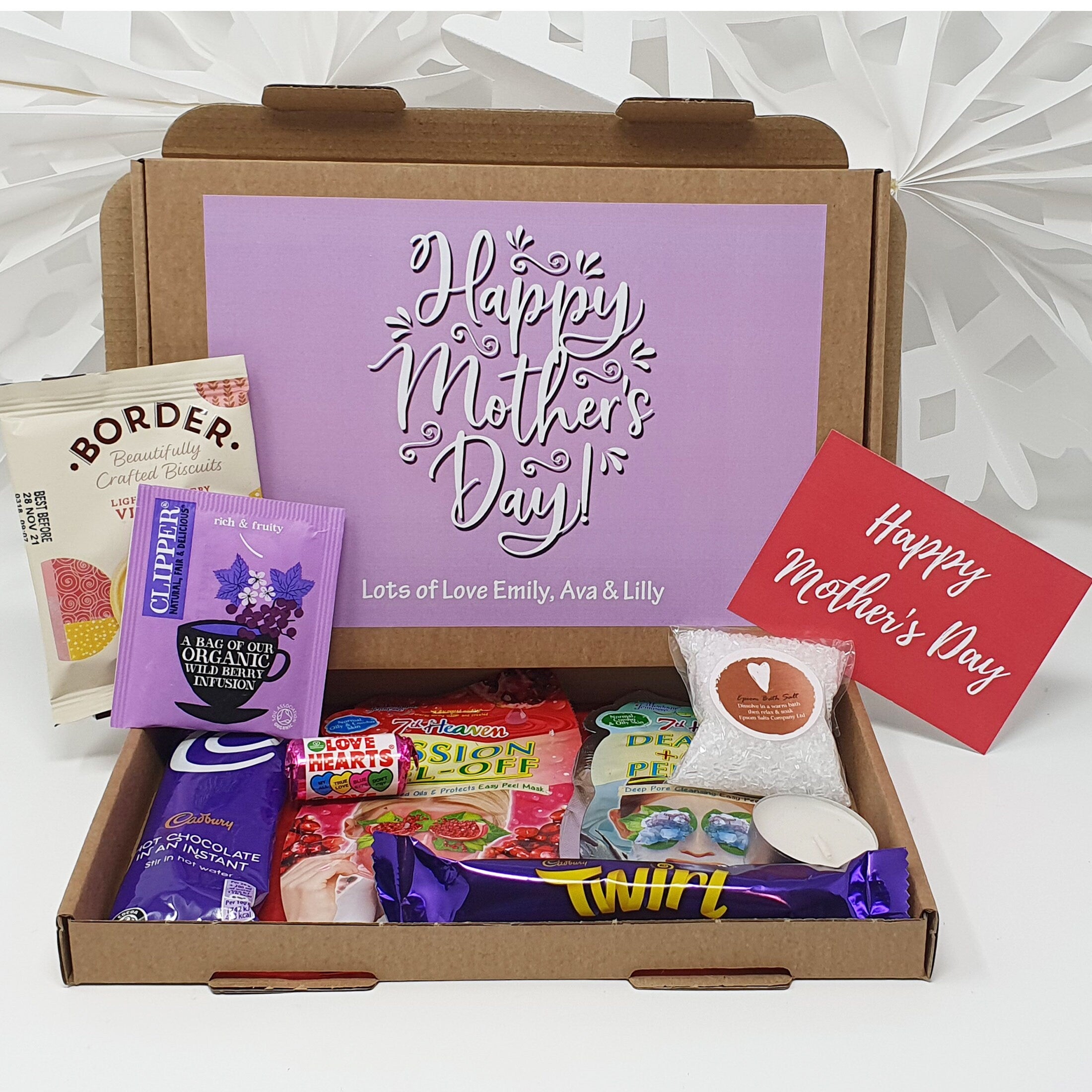 Personalised Mother's Day Pamper Treat Box Letterbox Gift Hug in a Box Hamper Lockdown Thinking of You, Missing you Floral