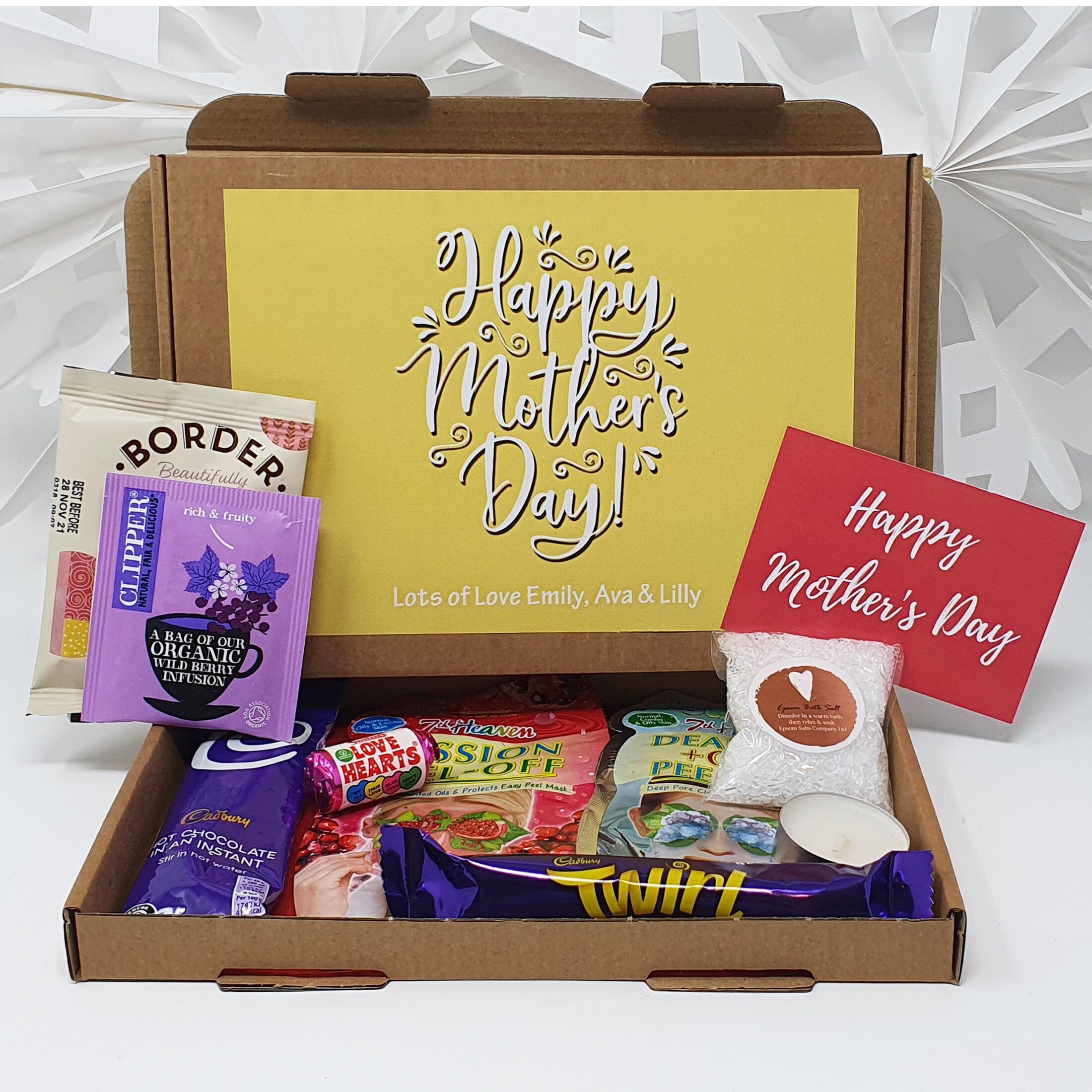 Personalised Mother's Day Pamper Treat Box Letterbox Gift Hug in a Box Hamper Lockdown Thinking of You, Missing you Floral