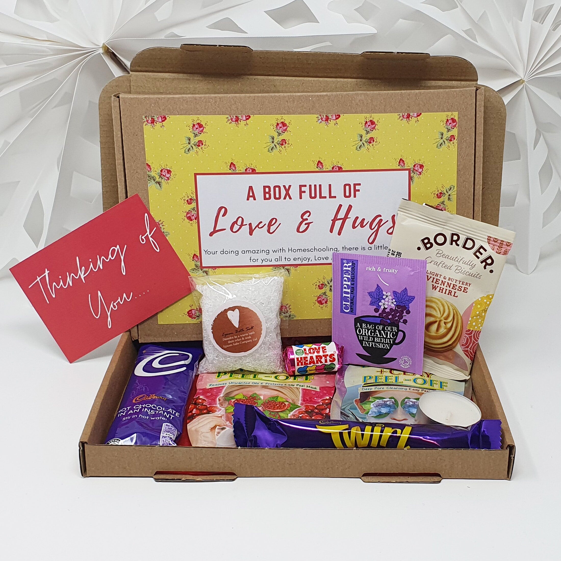 Personalised Pamper Treat Box Letterbox Gift Hug in a Box Hamper  Anxiety Worry  Lockdown Birthday, Thinking of You, Missing you Floral