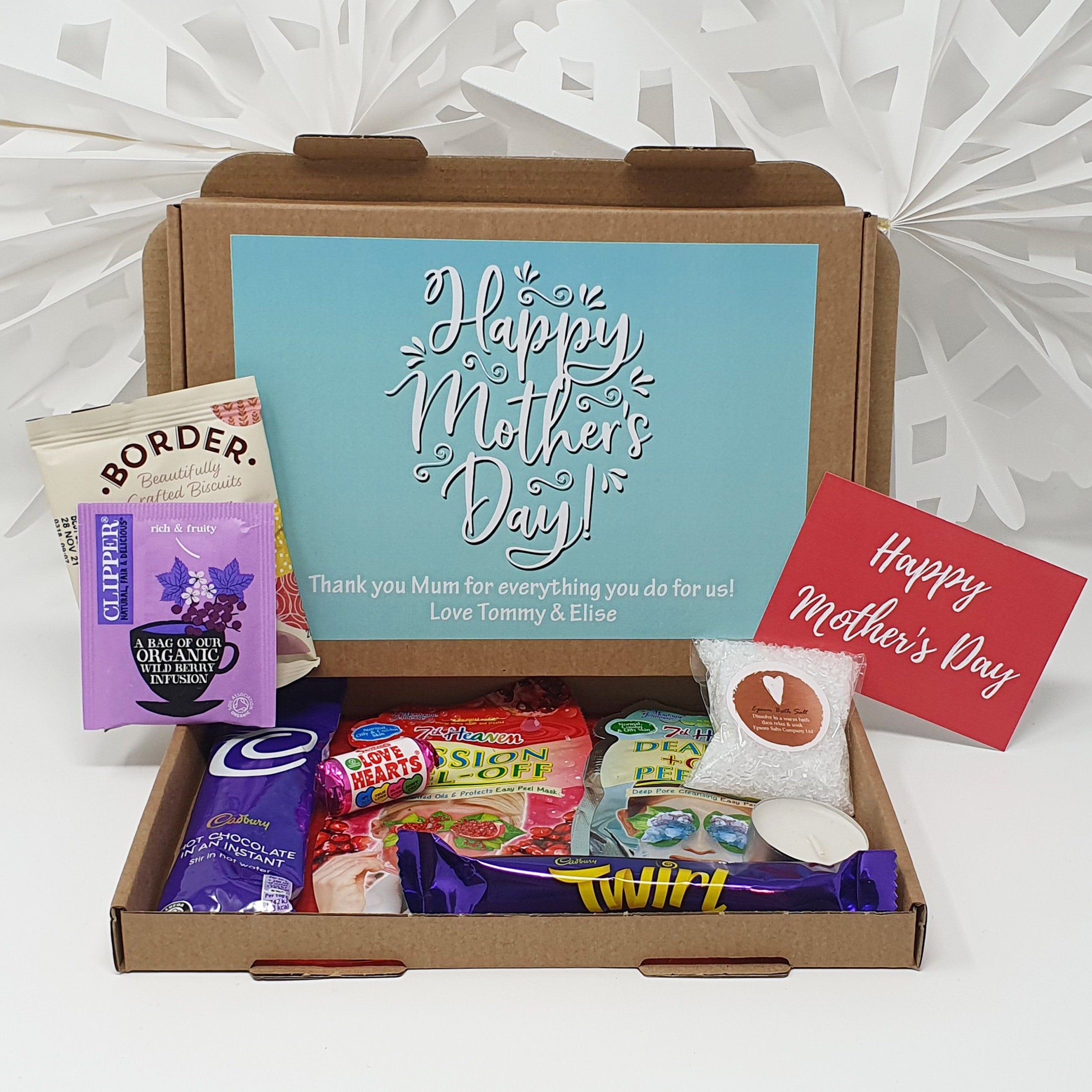 Personalised Mother's Day Pamper Treat Box Letterbox Gift Hug in a Box Hamper Lockdown Thinking of You, Missing you Floral