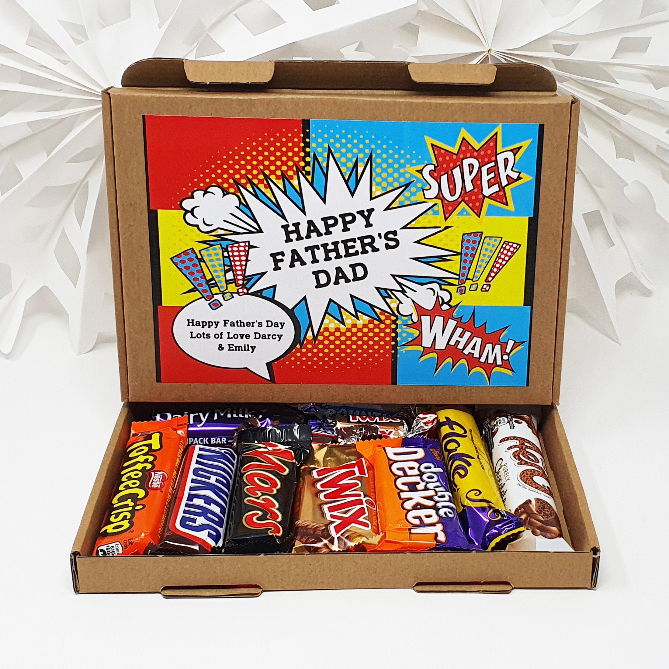 Fathers day Super Hero Hug in a box, Gift, Tea Lover, Afternoon tea, hamper gift, gift for friend, any age, Chocolate Sweets