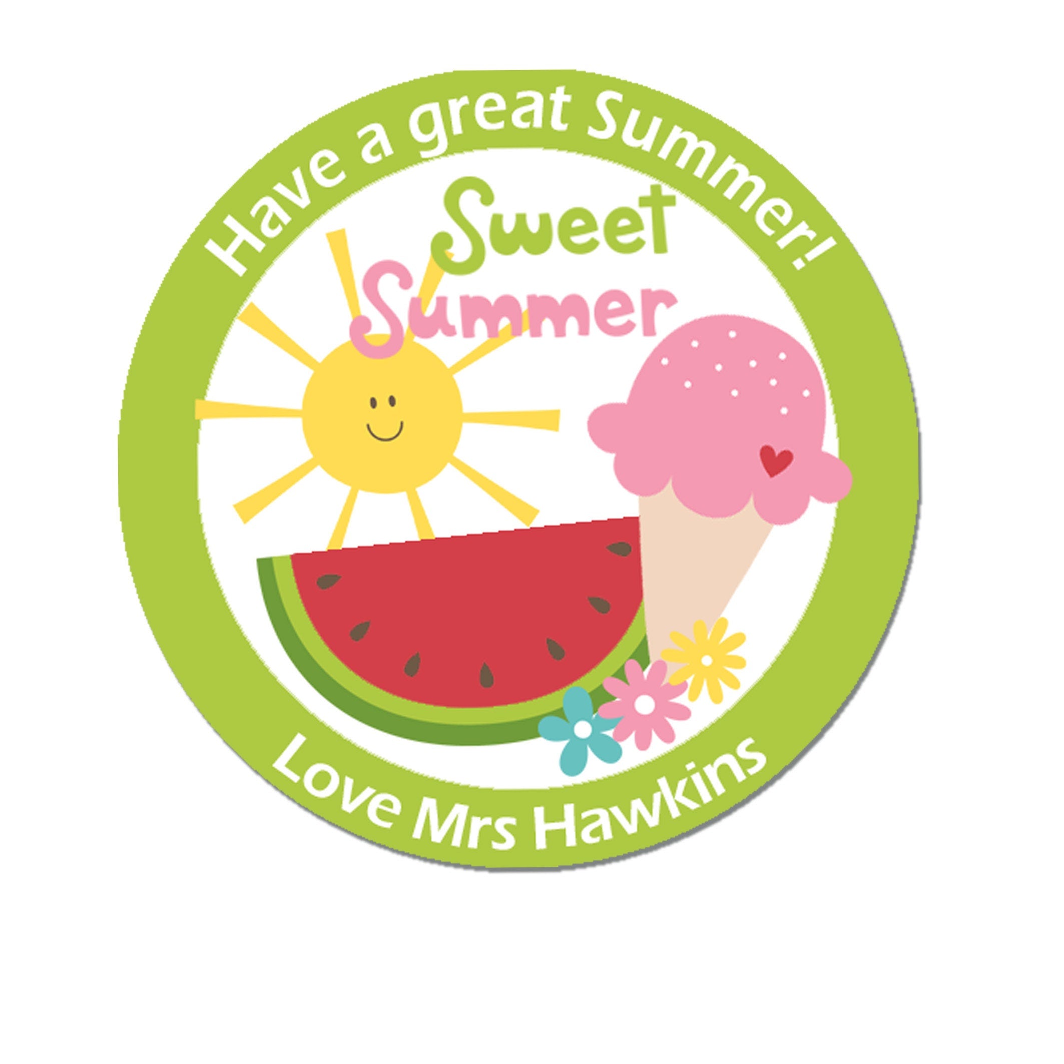 Personalised Stickers End of Term Summer Gift Stickers - Thank you, Have a great Summer