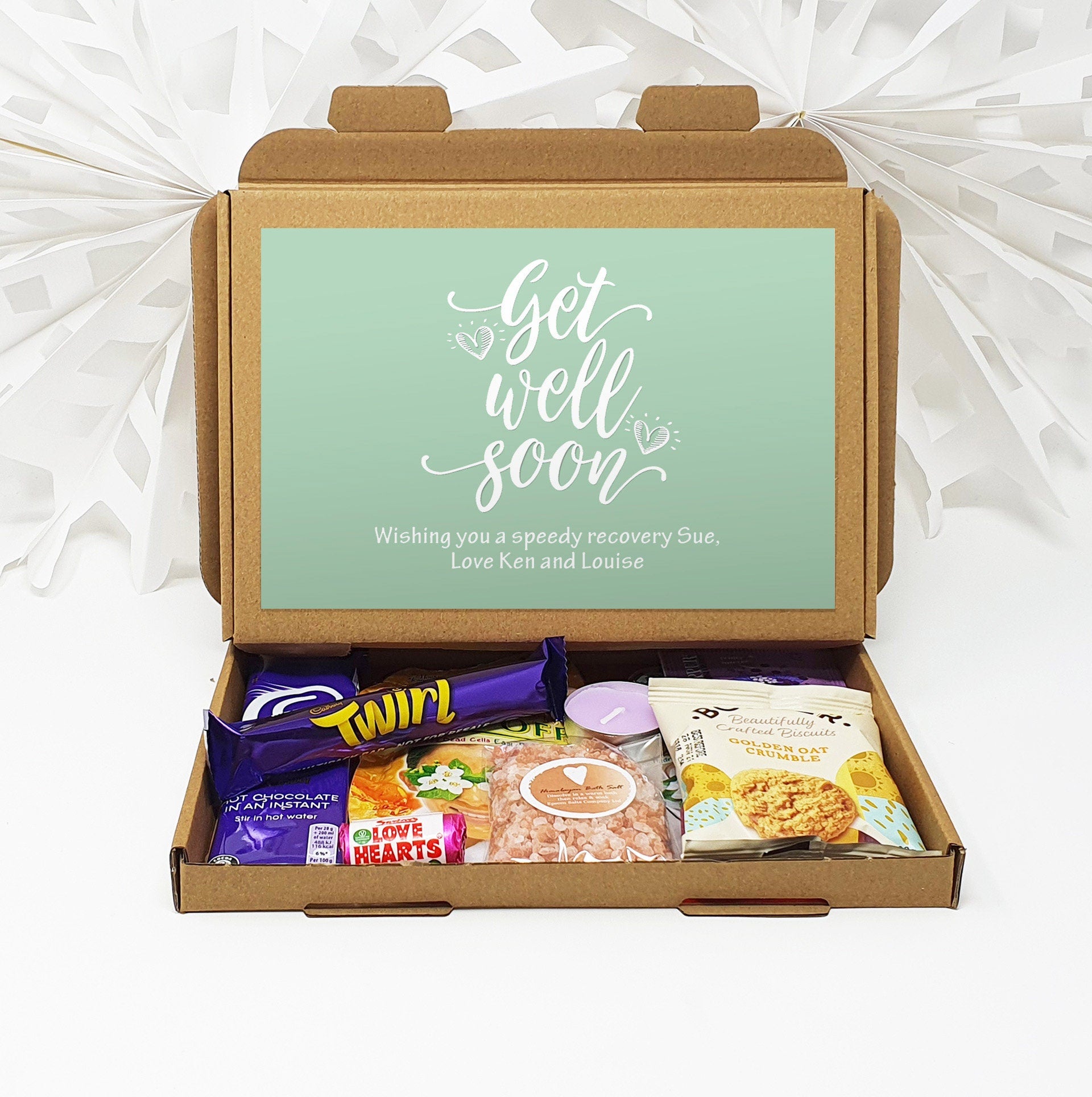 Get well soon Hug in a box, Letterbox gift Afternoon tea, hamper gift, thank you gift,