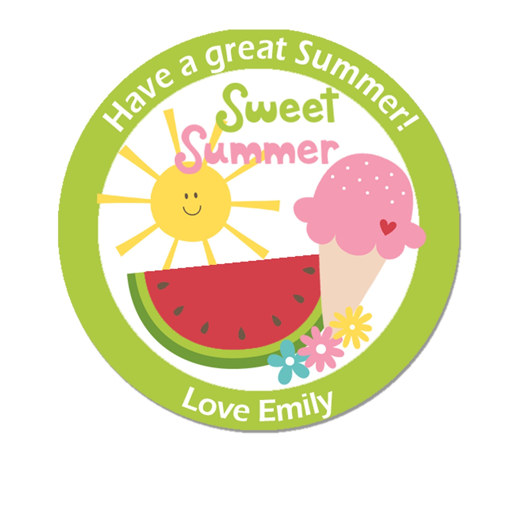 Personalised Stickers End of Term Summer Gift Stickers - Thank you, Have a great Summer