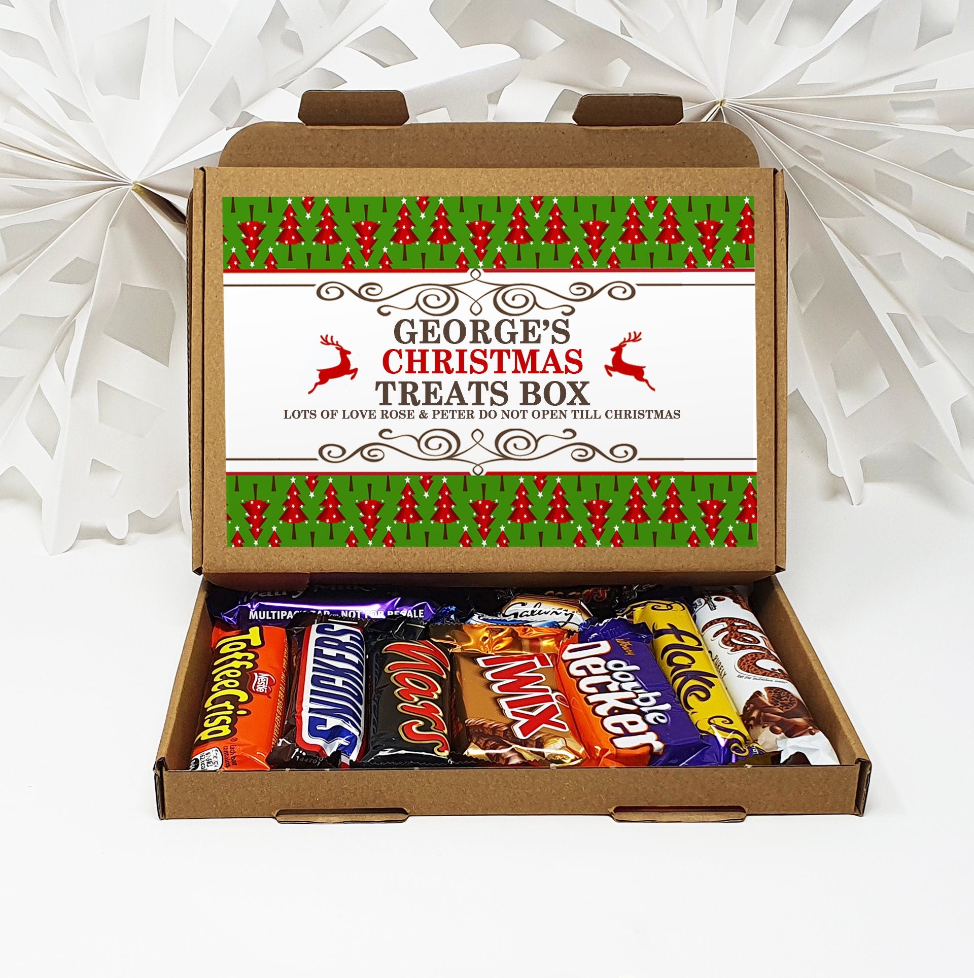 Personalised Christmas Chocolate Treats Box Kids Gift Hamper Stocking Filler Cadburys