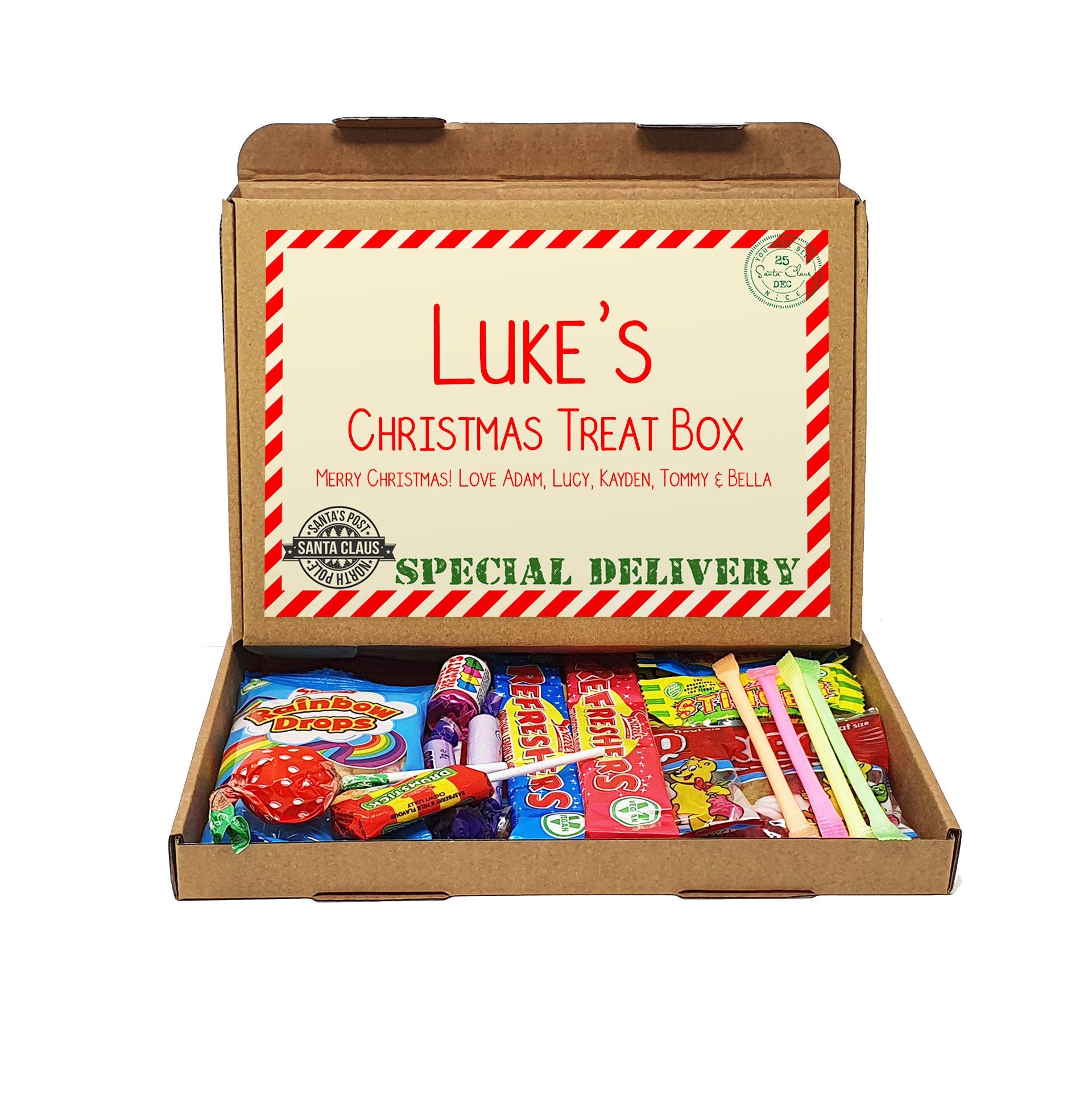 Personalised Christmas Chocolate Treats Box Kids Gift Hamper Stocking Filler Cadburys